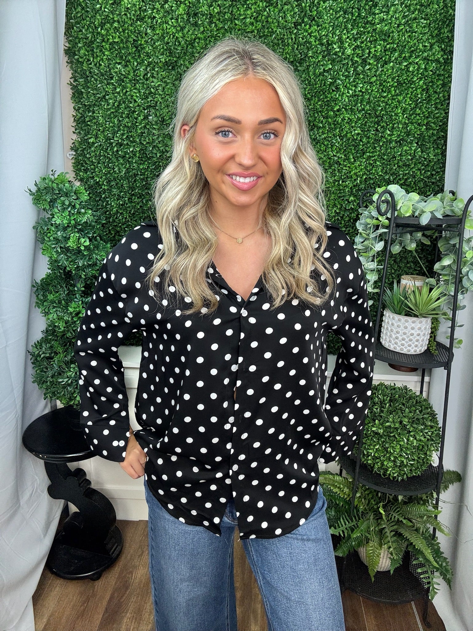 Kathryn Classic Button-Up - Polka Dot