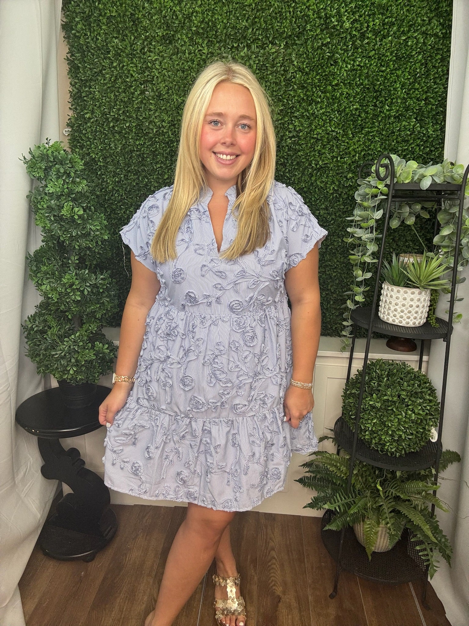 NAVY PINSTRIPE DRESS