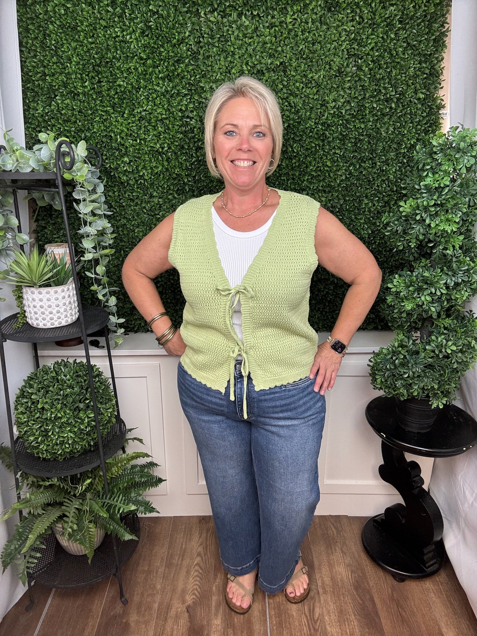 Sage Meadow Tie Front Knit Vest