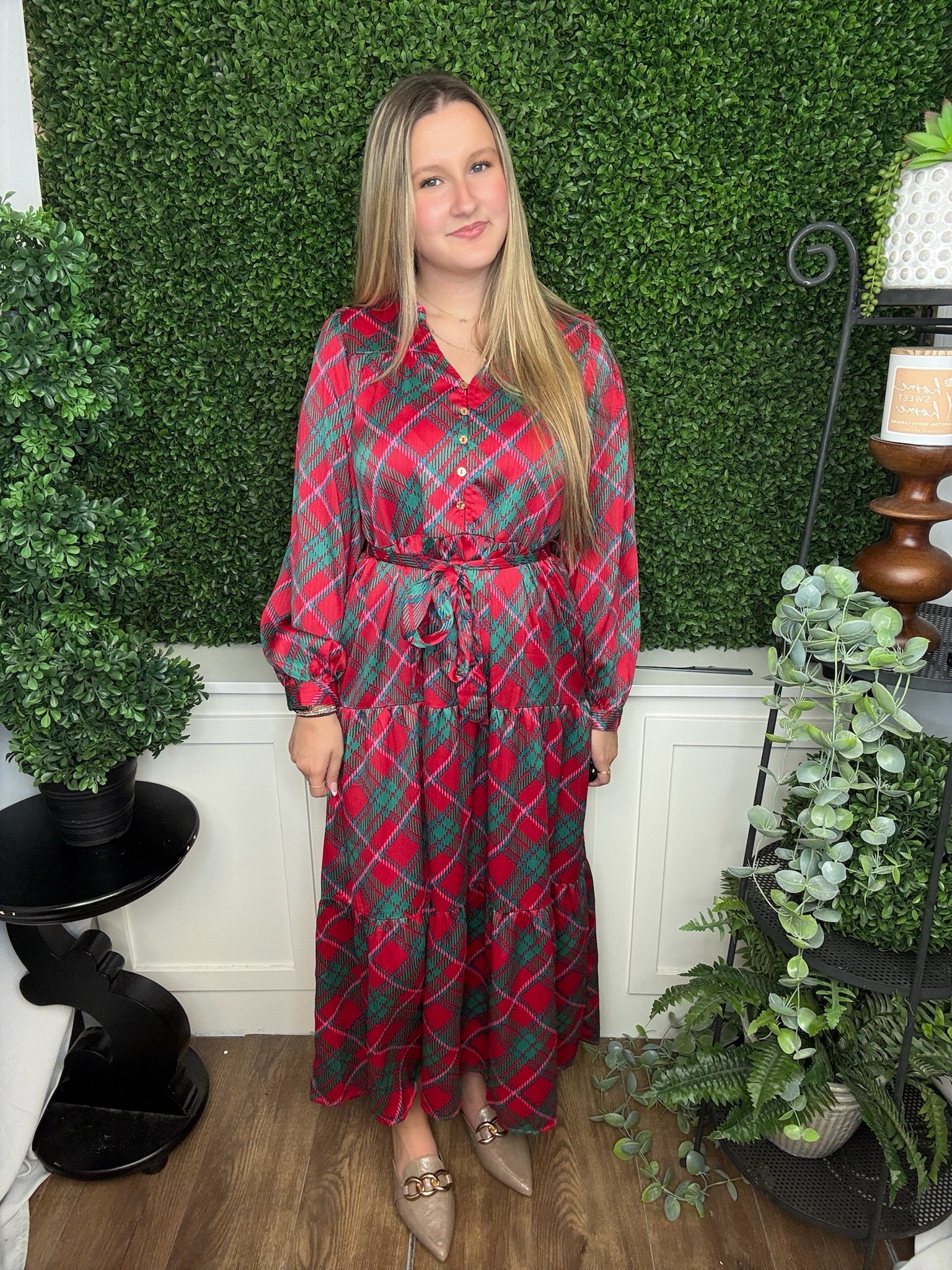 GRACELYN DRESS PLAID ABOUT YOU - PINK