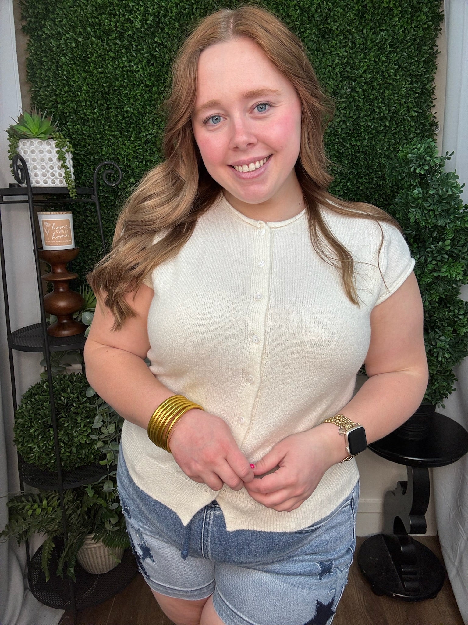 Soft Knit Button Front Top