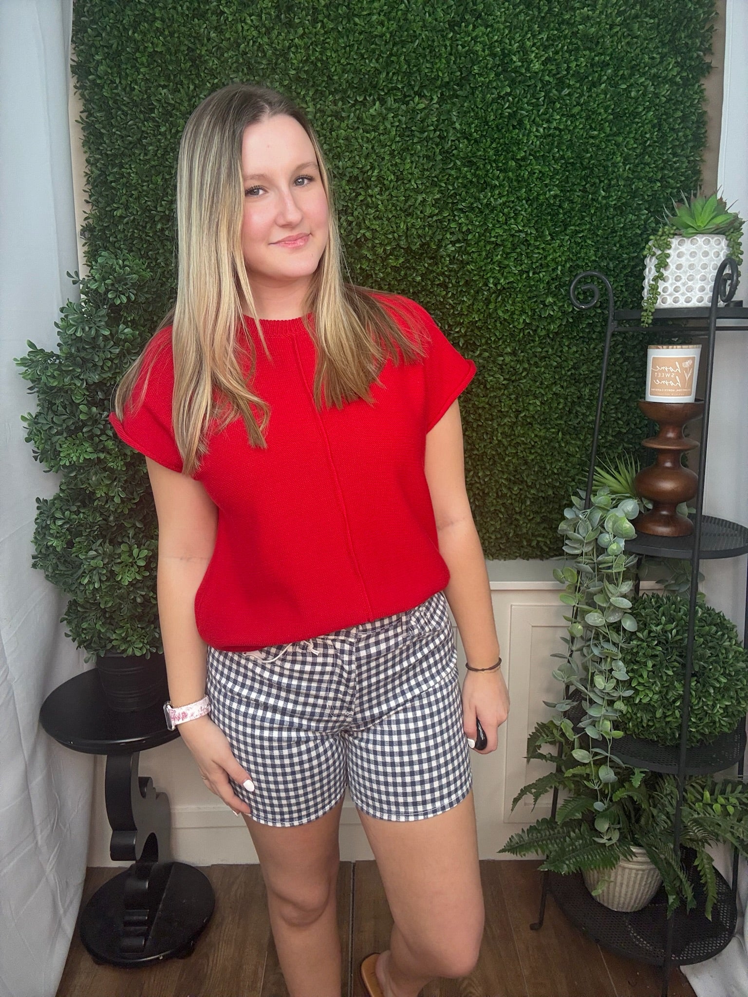 LIGHTWEIGHT GINGHAM SHORT - NAVY