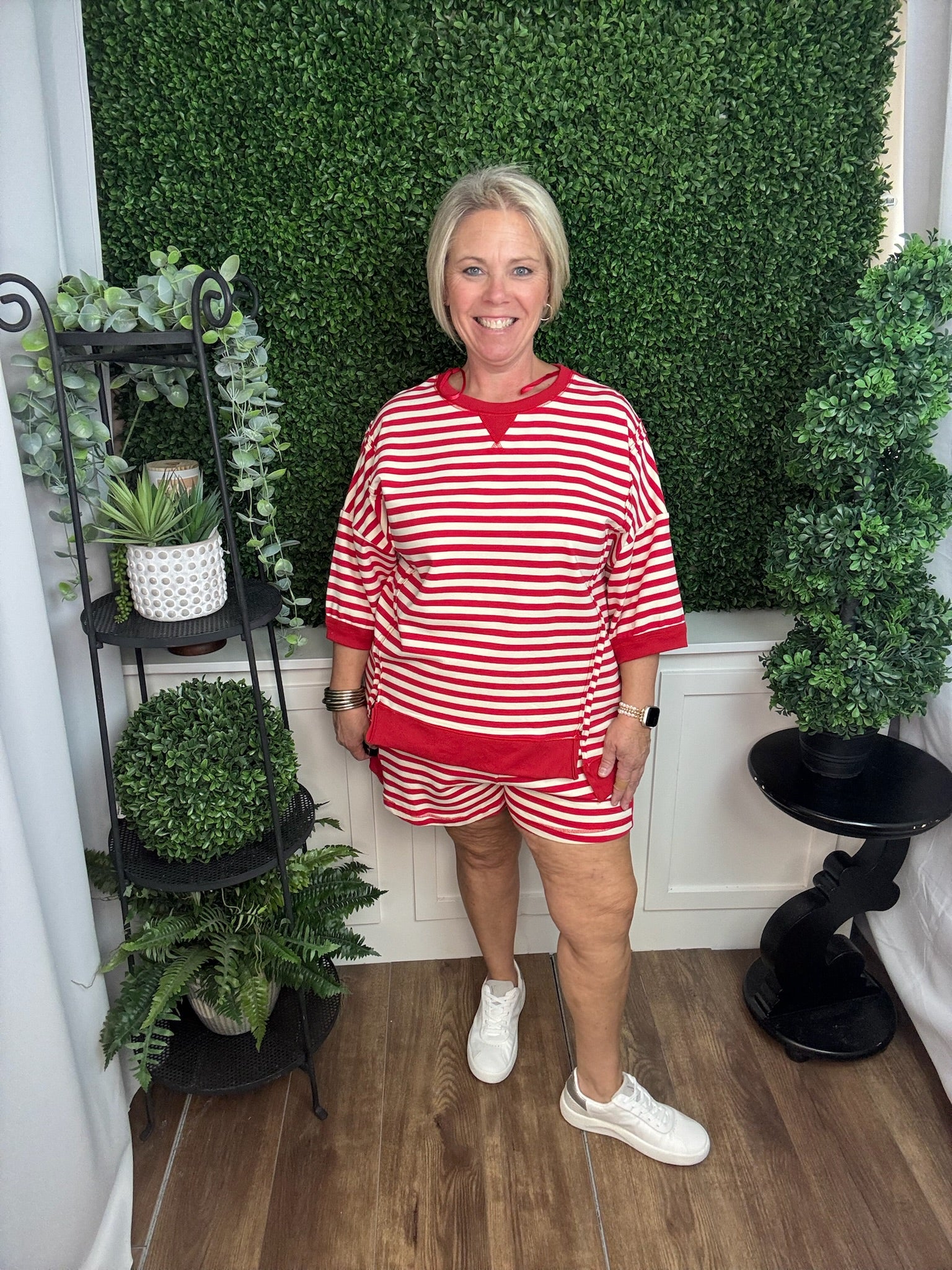 Striped Rib Trim Lounge Shorts- Very J