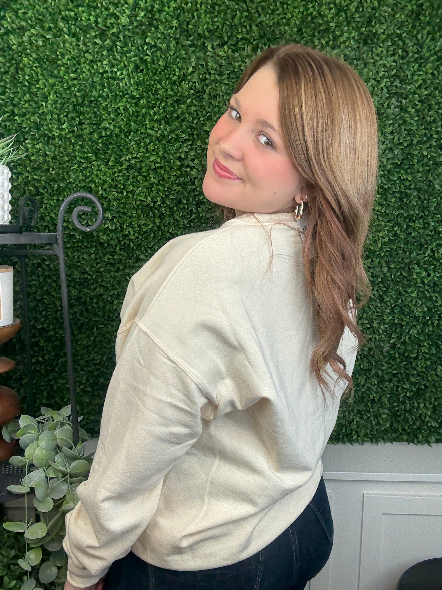 STRIPED "NURSE" W/BOW SWEATSHIRT - SWEET CREAM