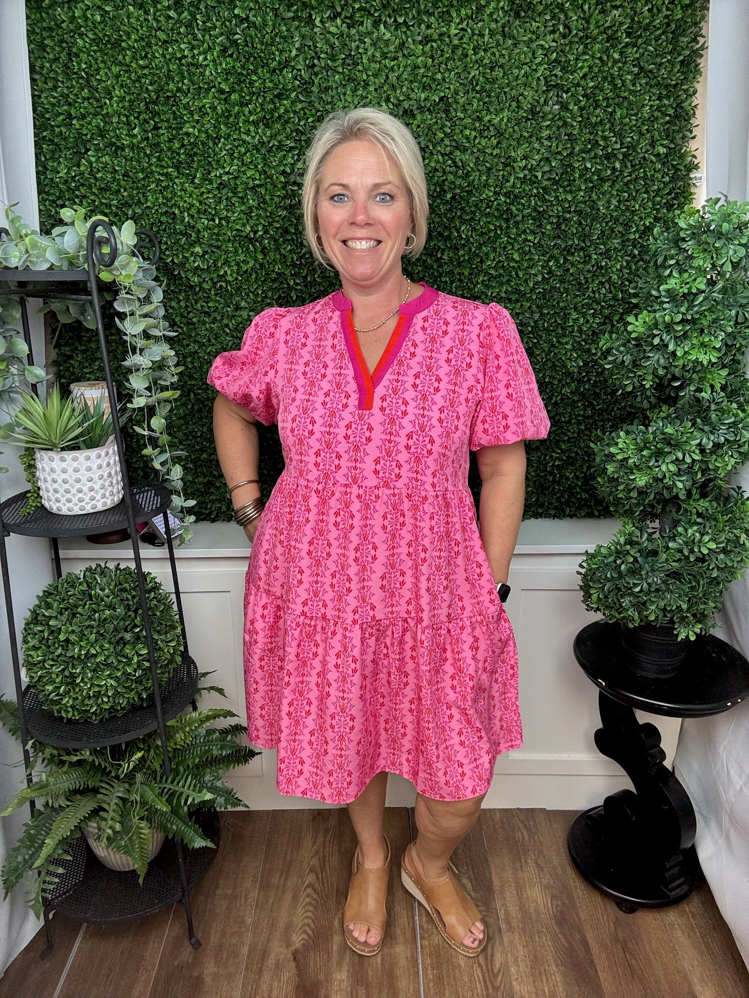 MINI DRESS KINSLEY HEIRLOOM VINE PINK