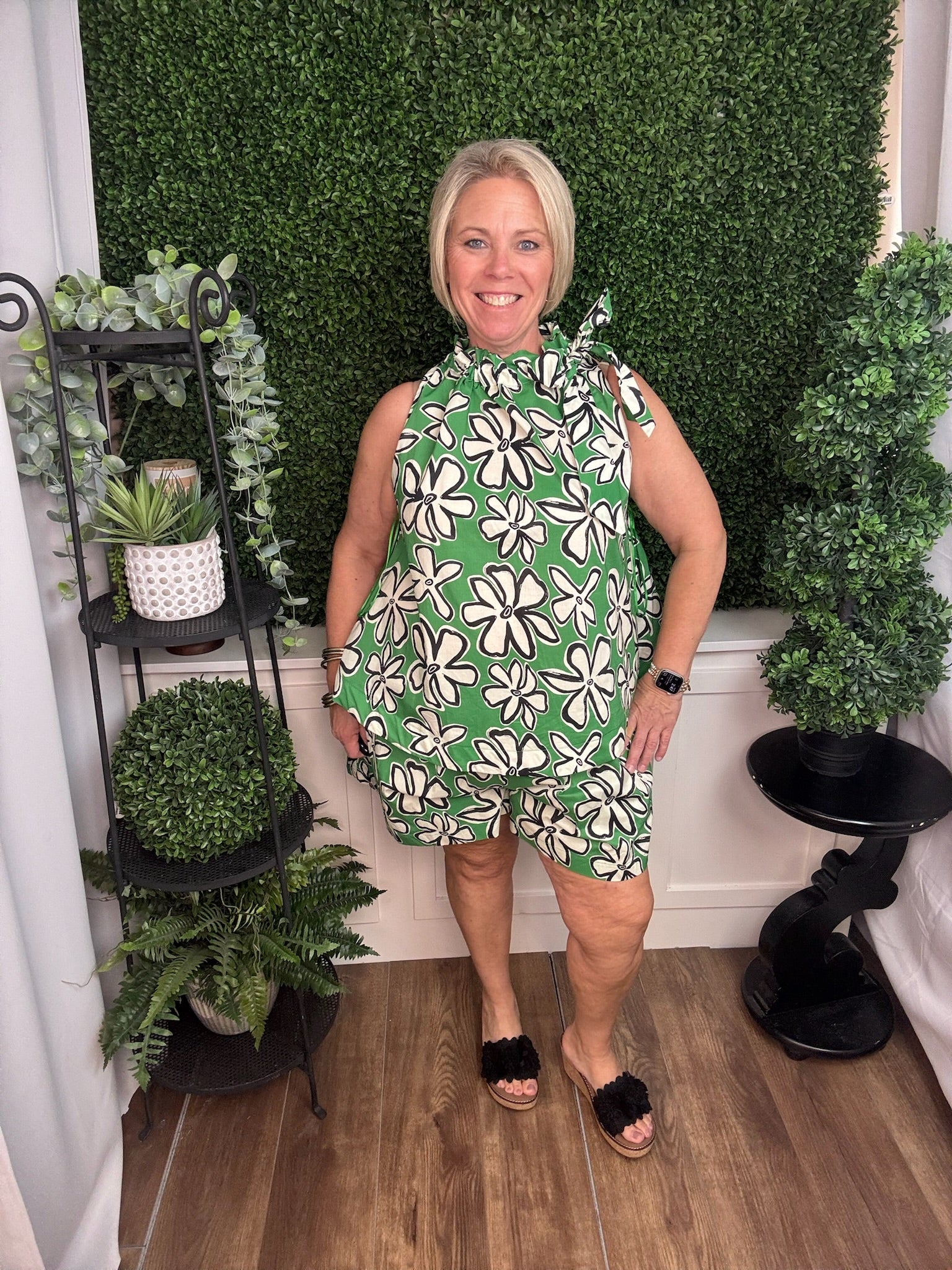 Emerald Bloom Relaxed Shorts