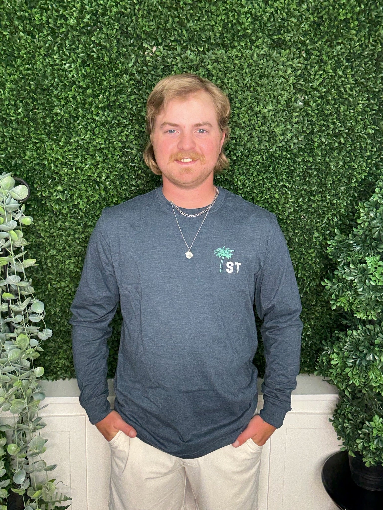 M LS PALM SOCIAL CLUB HEATHER TEE - HEATHER DRESS BLUE