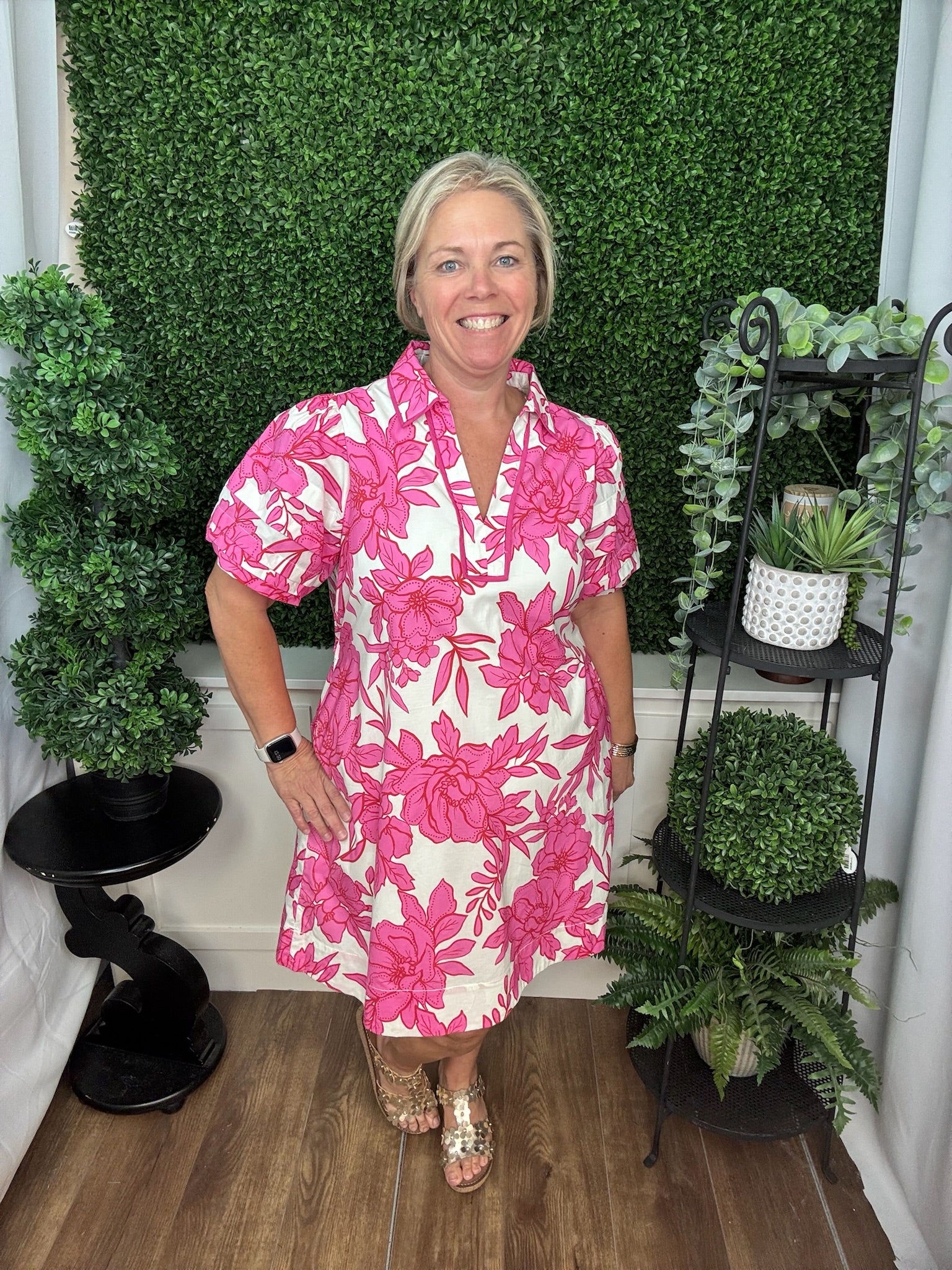 Floral Puff Sleeve Tunic Dress