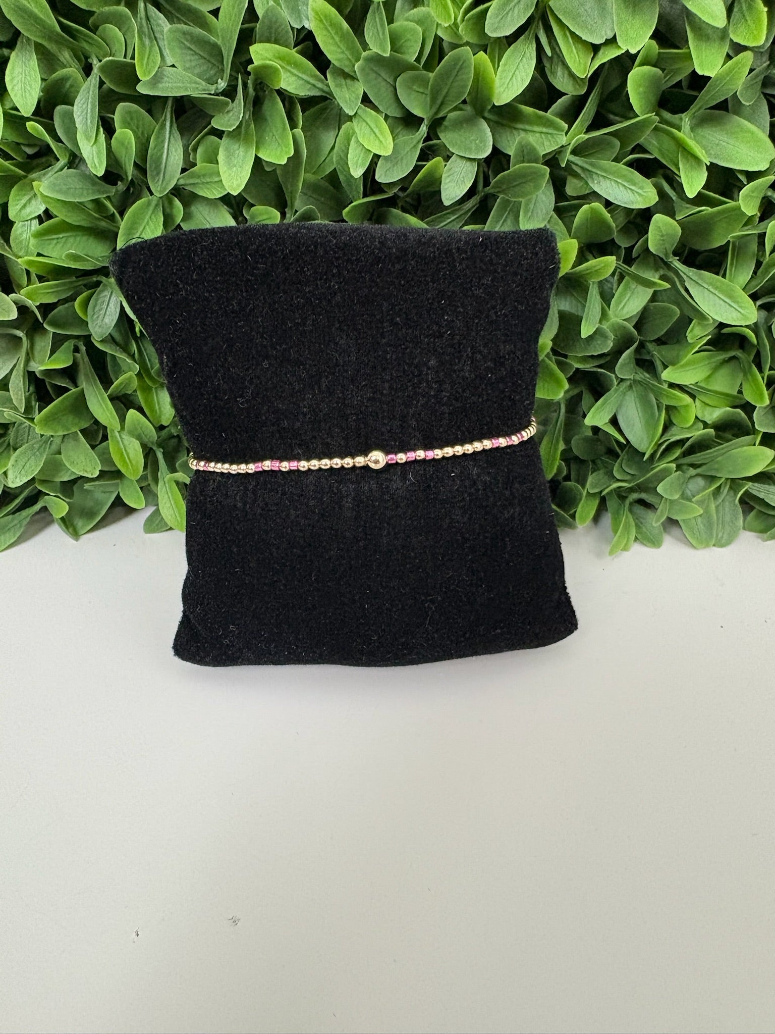 HOPE JOY PATTERN 2MM BEAD BRACELET - PINK METALLIC