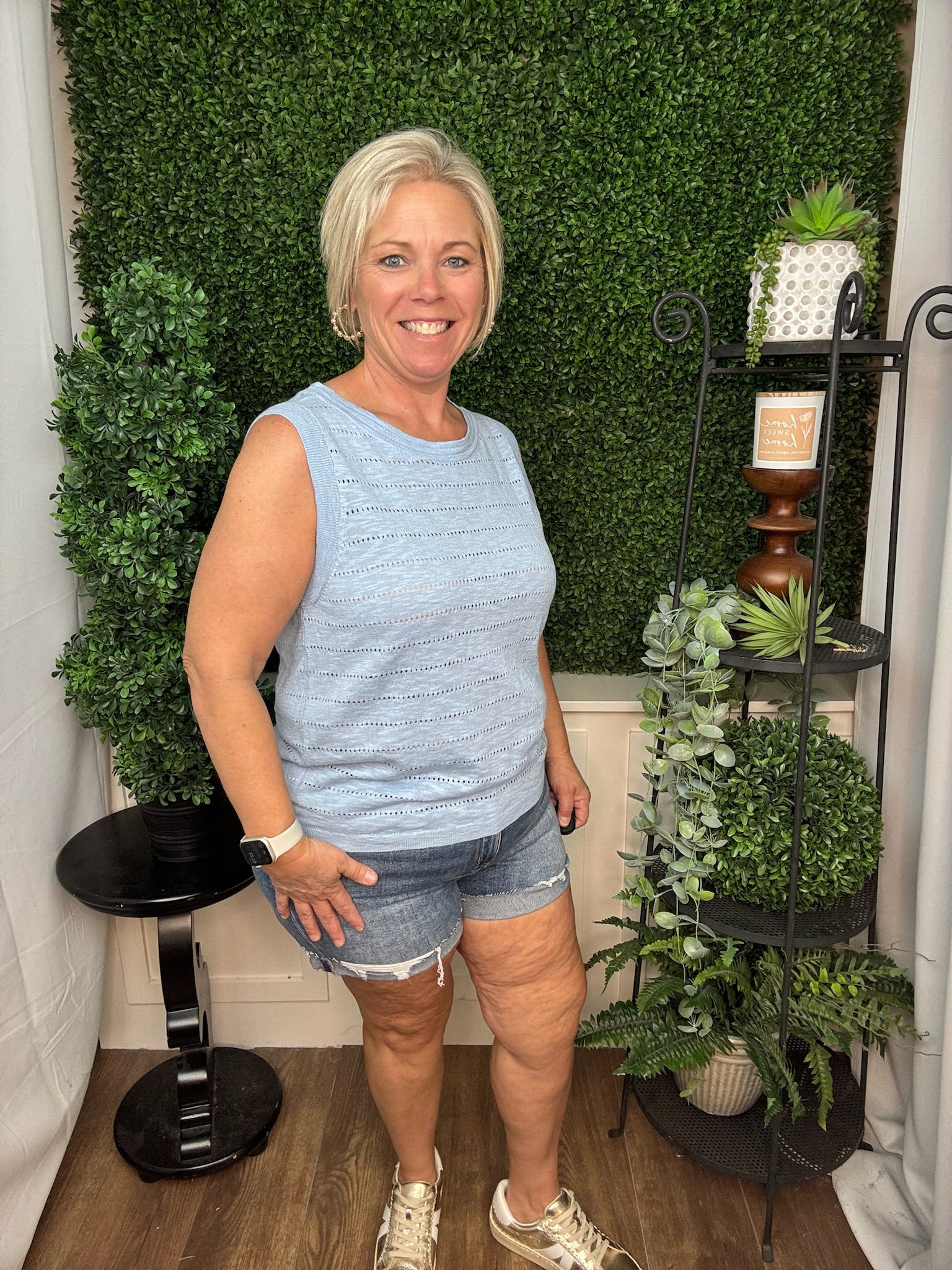 Sleeveless Textured Knit Top