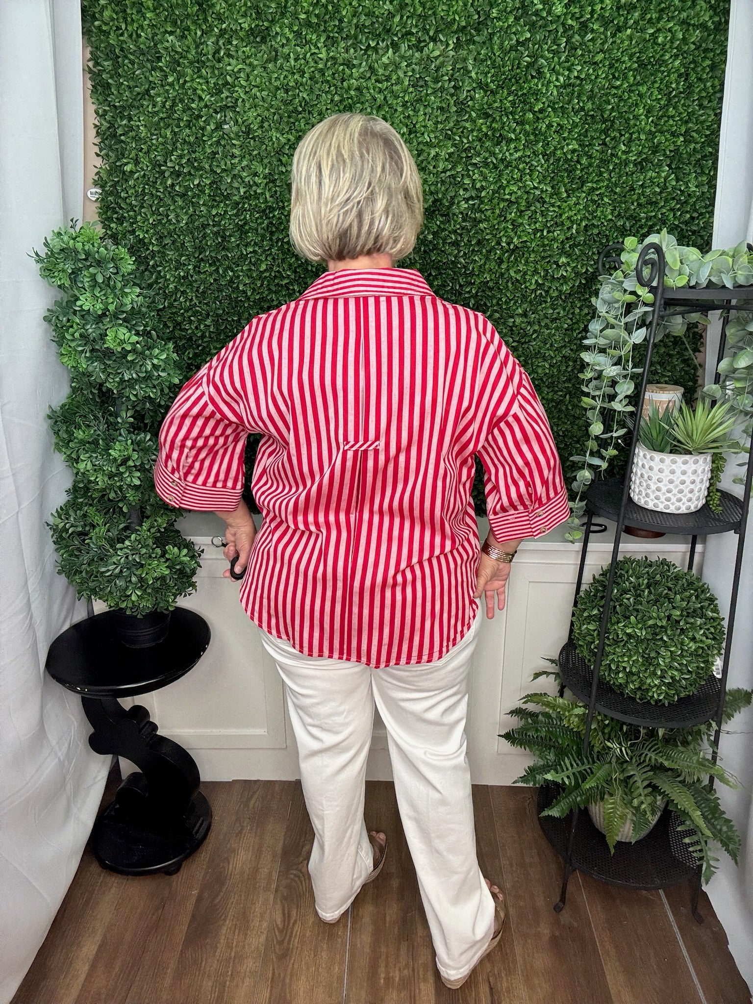 Candy Stripe Relaxed Button Blouse