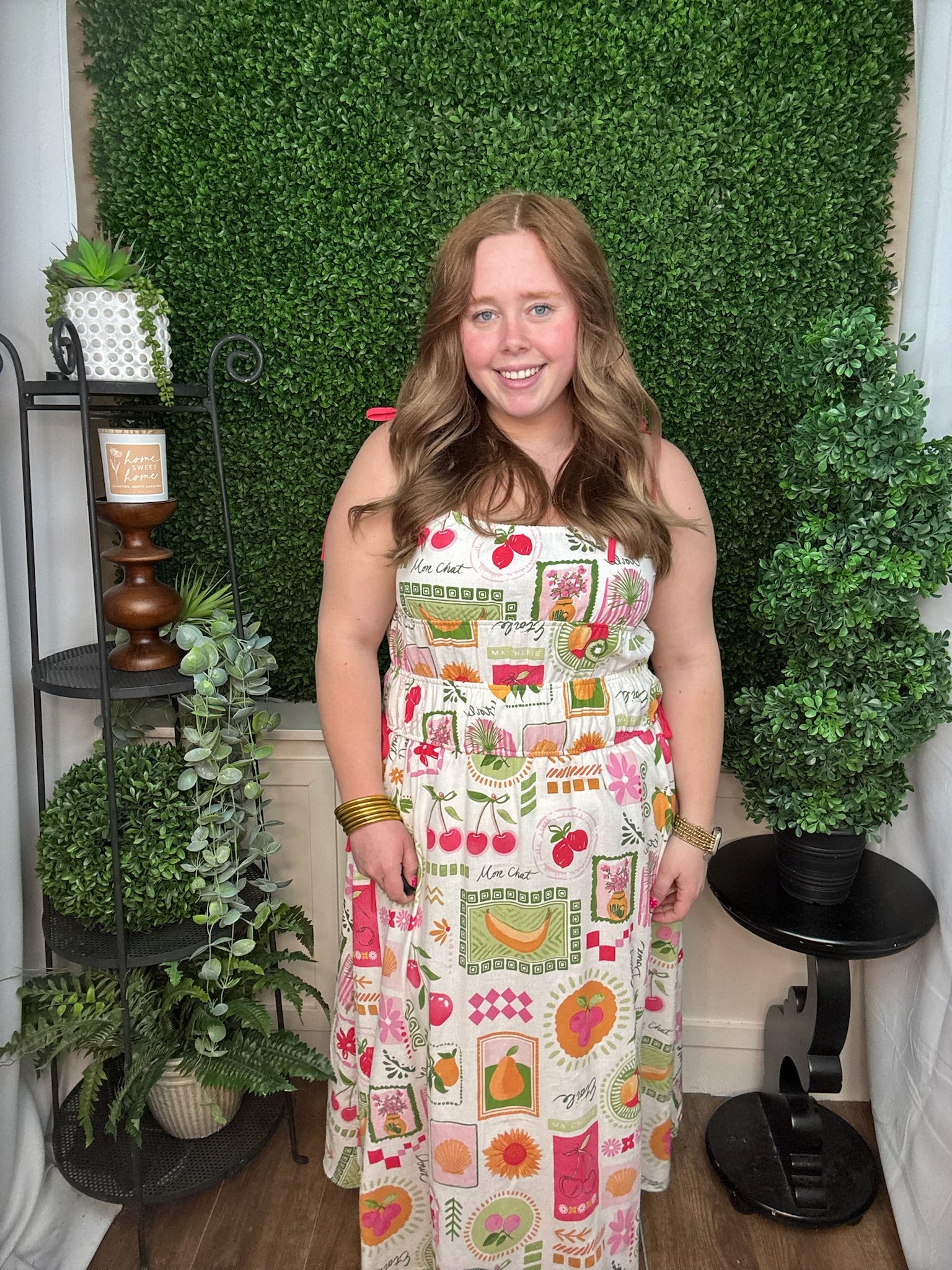 Tutti Frutti Smocked Tie-Strap Dress