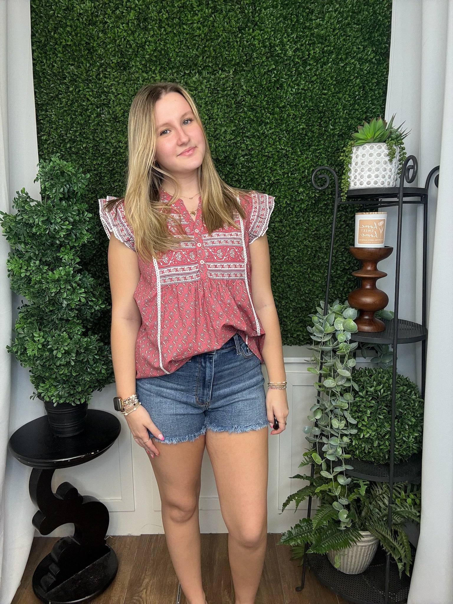 MARINA FLUTTER TOP - RED