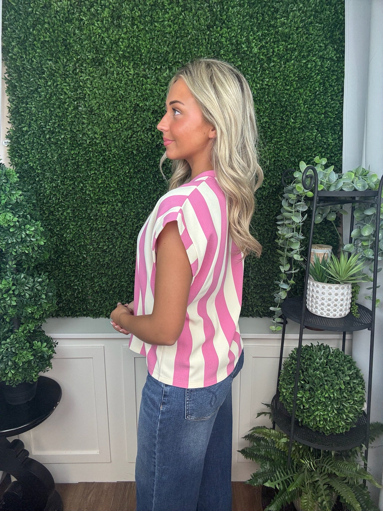 Candy Stripe Pocket Knit Top