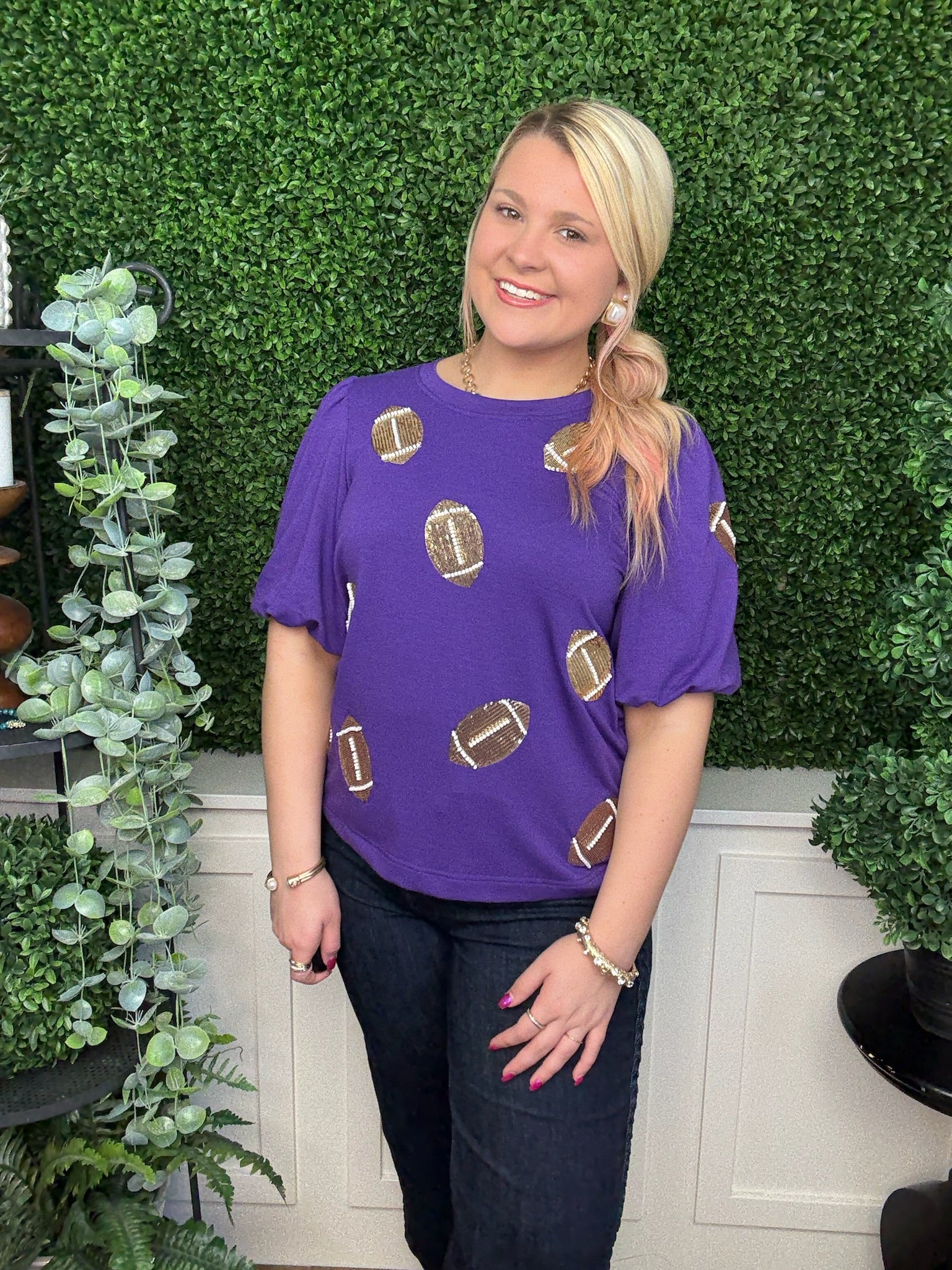 TINA FOOTBALLS TOP PURPLE/GOLD