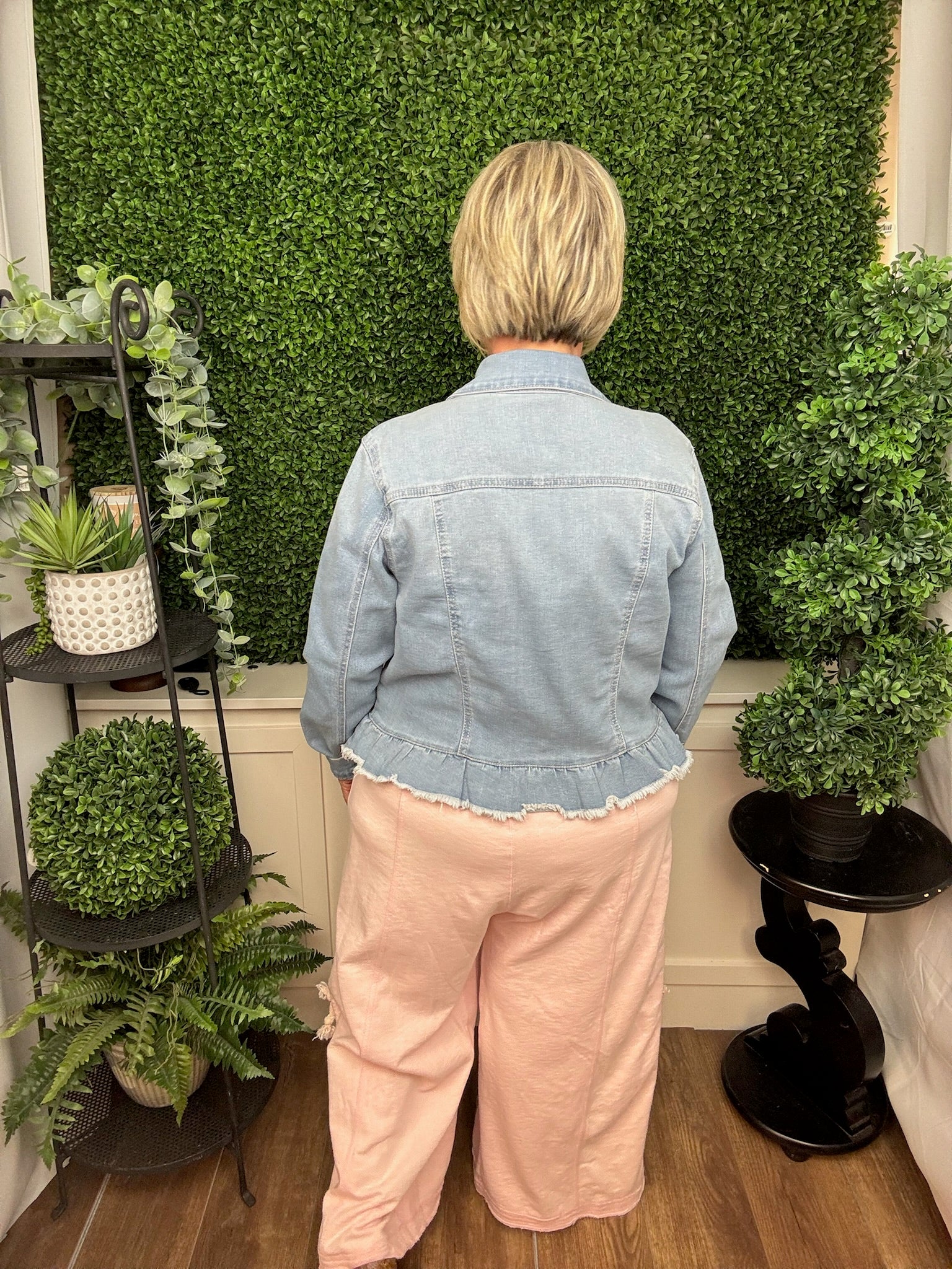 PEPLUM DENIM JACKET LIGHT WASH