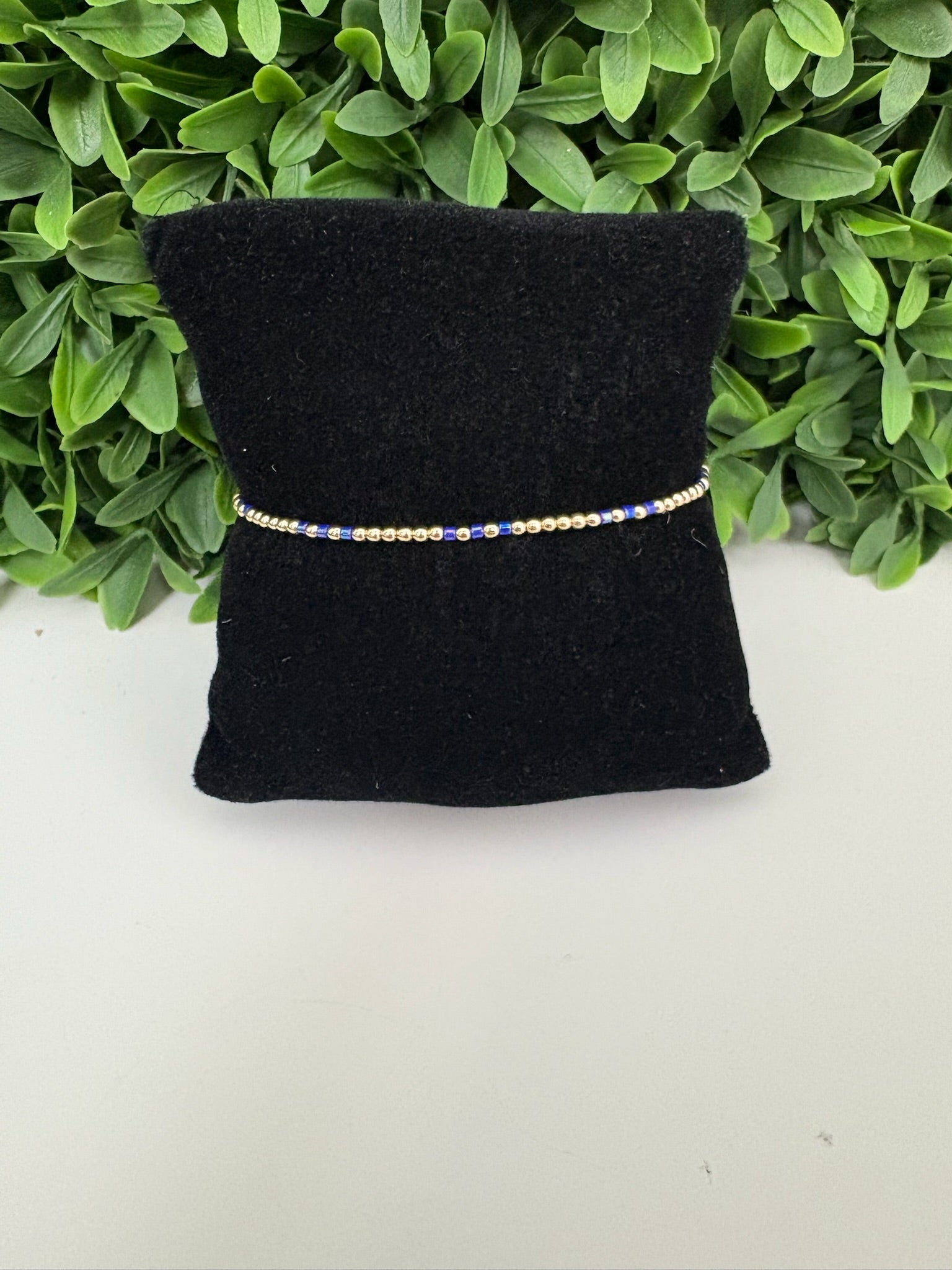 HOPE JOY PATTERN 2MM BEAD BRACELET - BLUE METALLIC