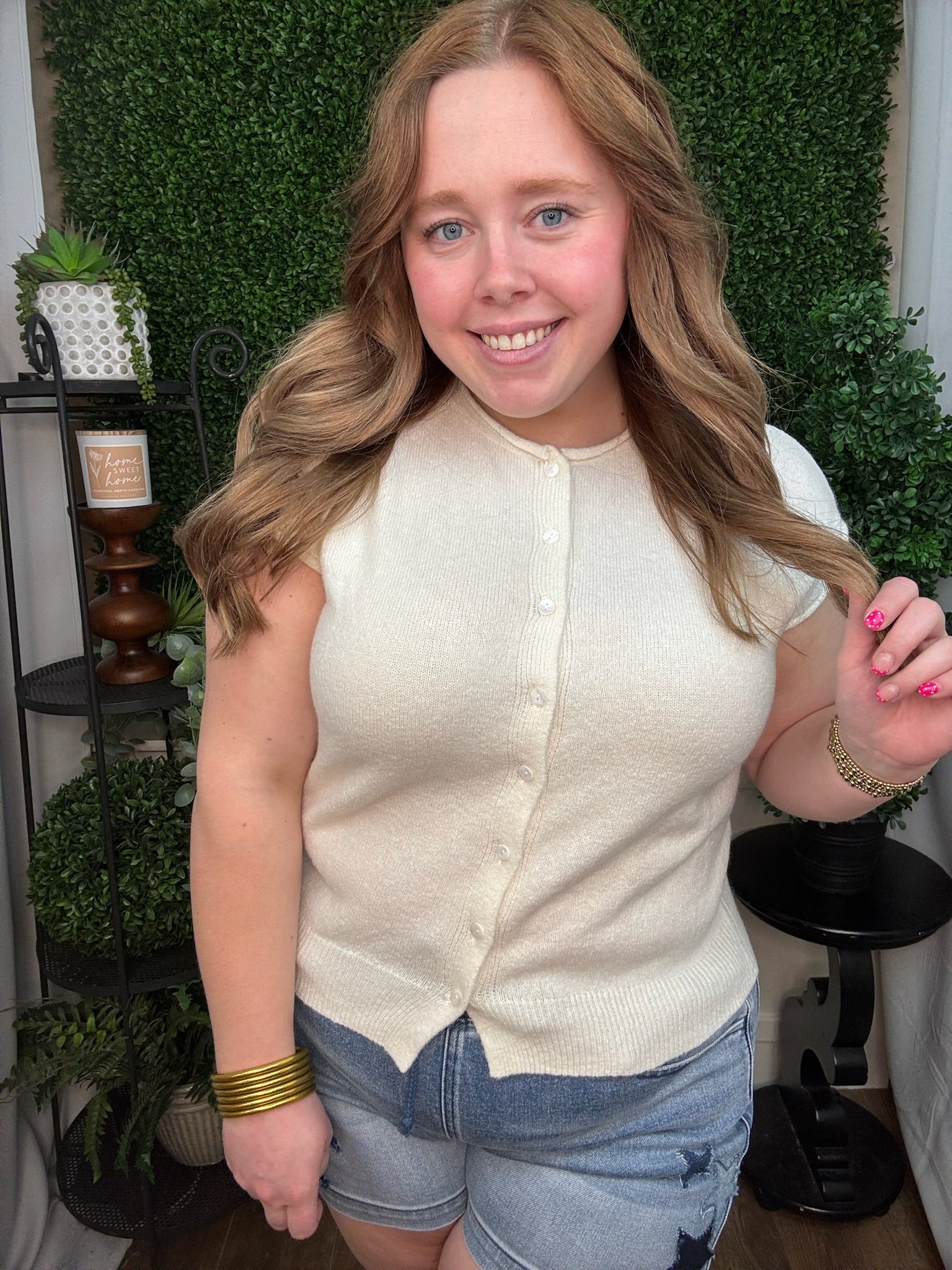 Soft Knit Button Front Top