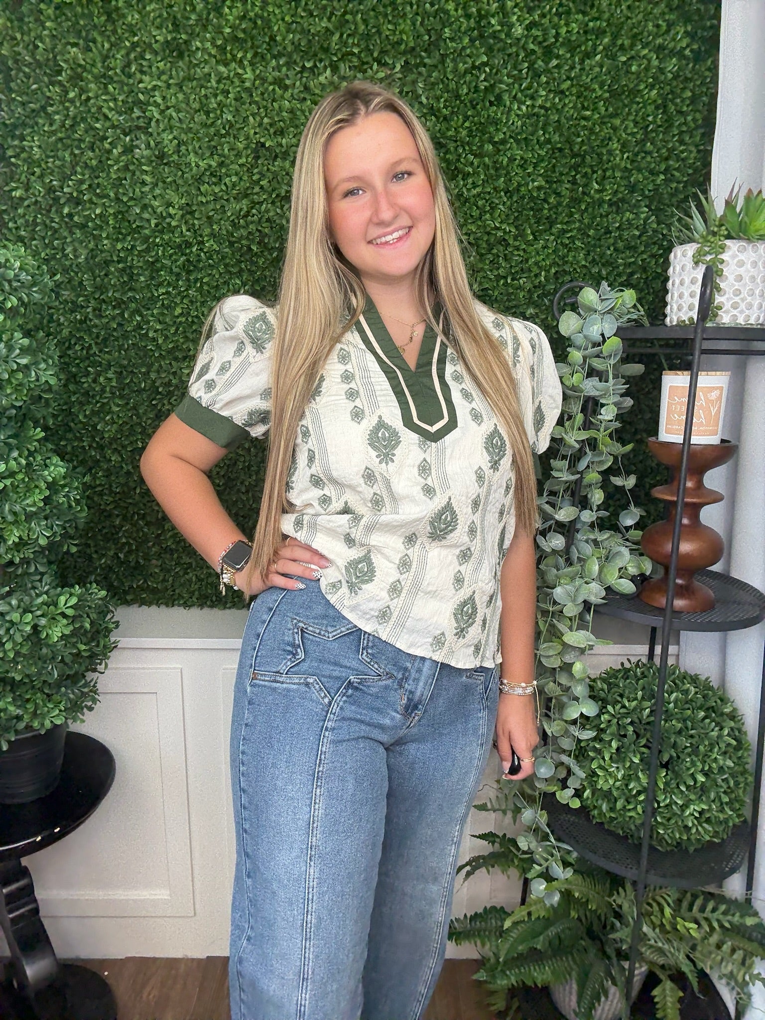 V-NECK BLOUSE - OLIVE