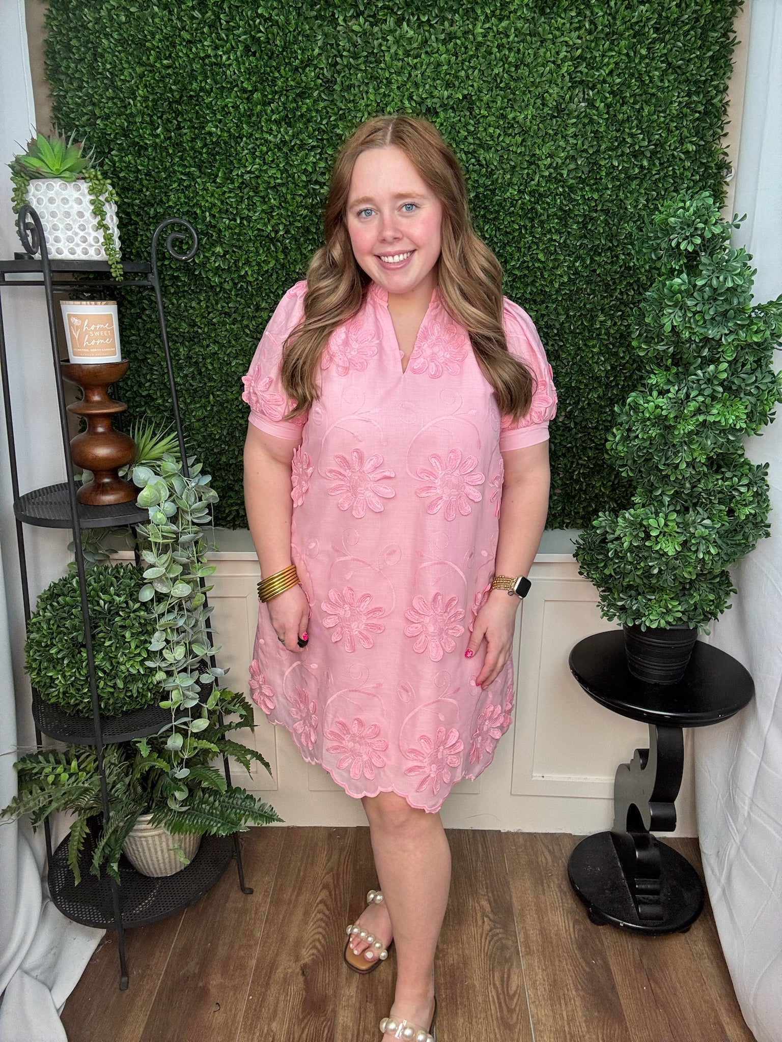 Blush Garden Embroidered Shift Dress