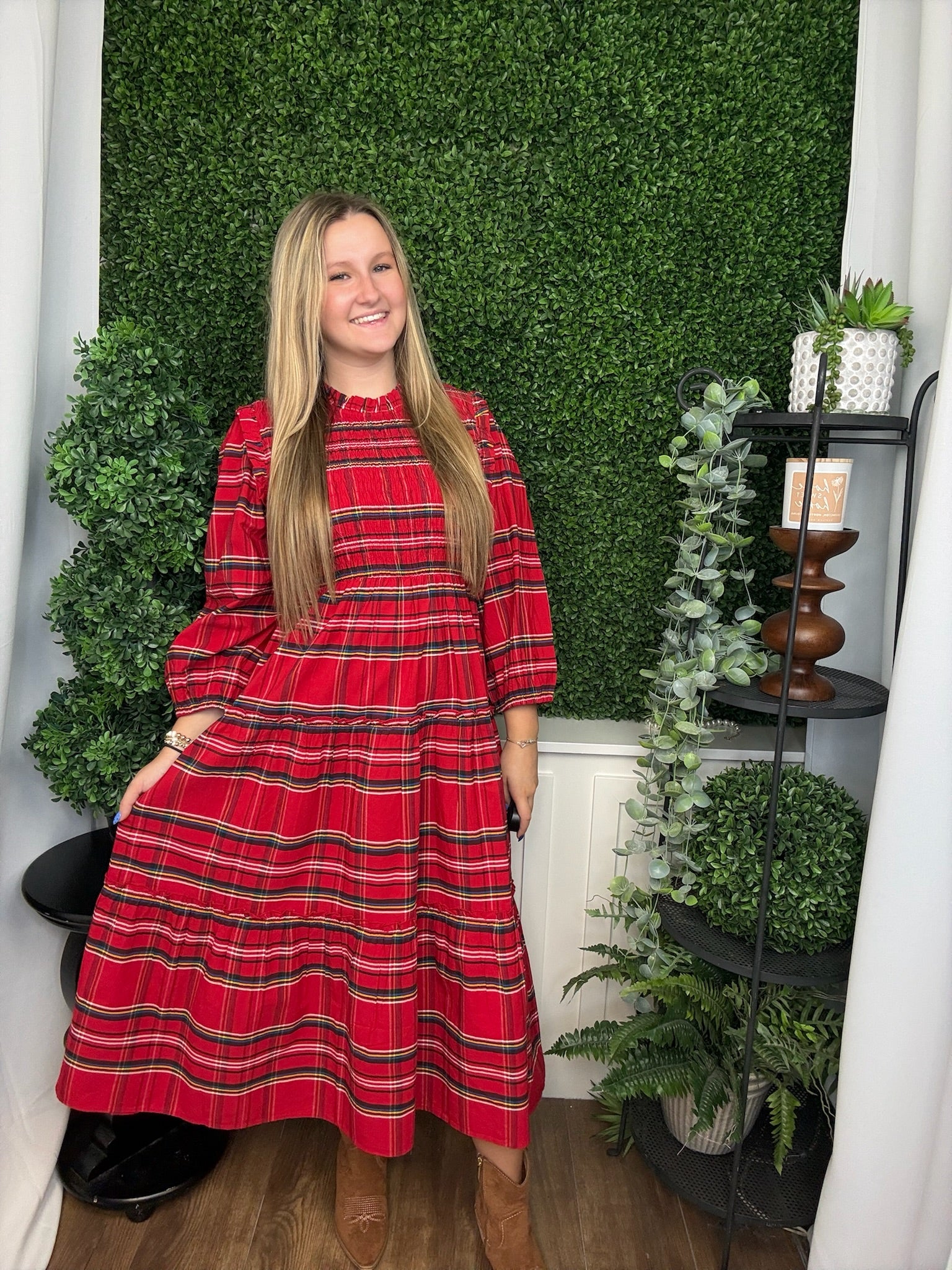 WALTON PLAID MIDI DRESS