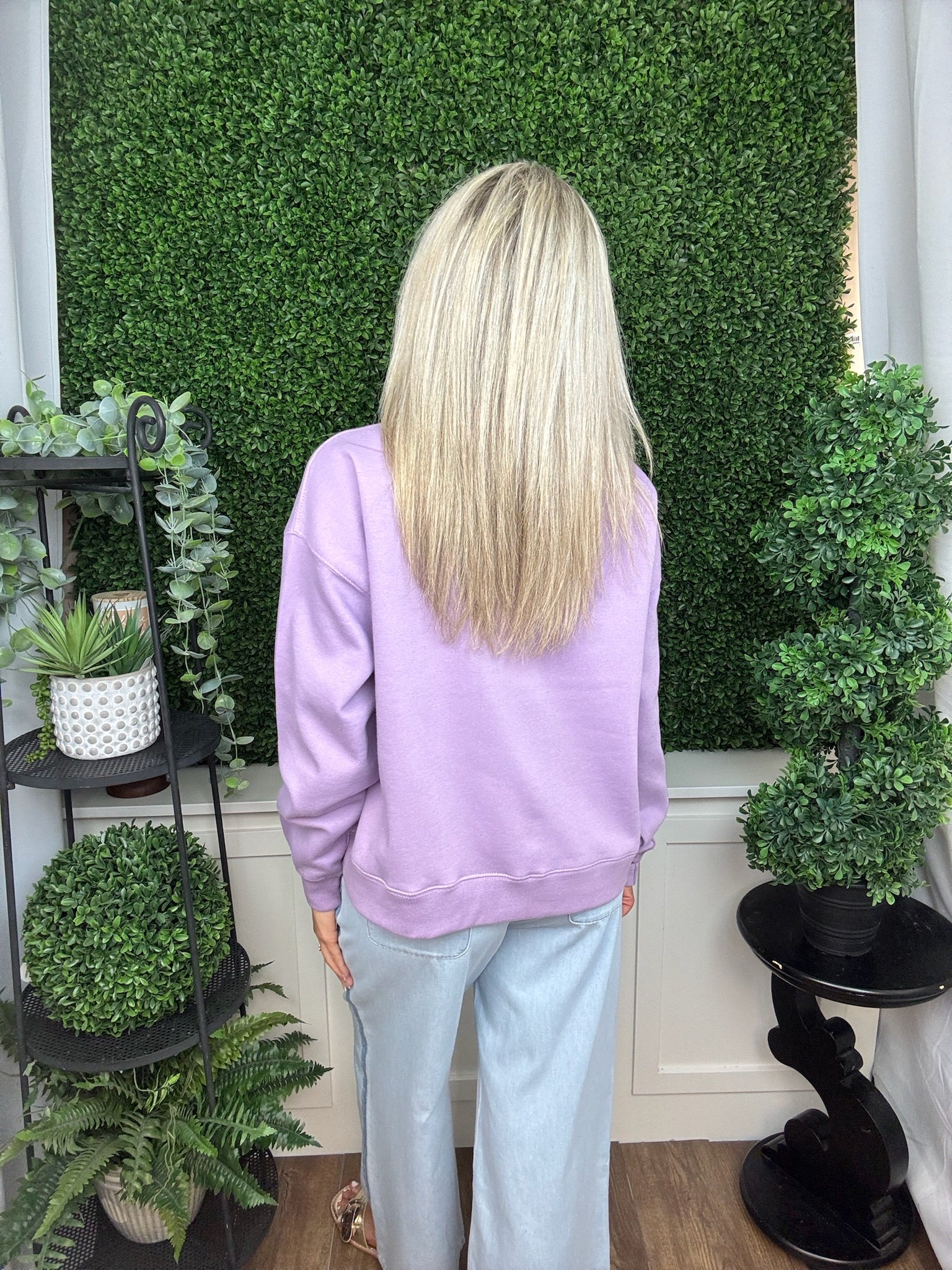 LINGO LS MOCK-CREW OVERSIZED FLEECE - LAVENDER