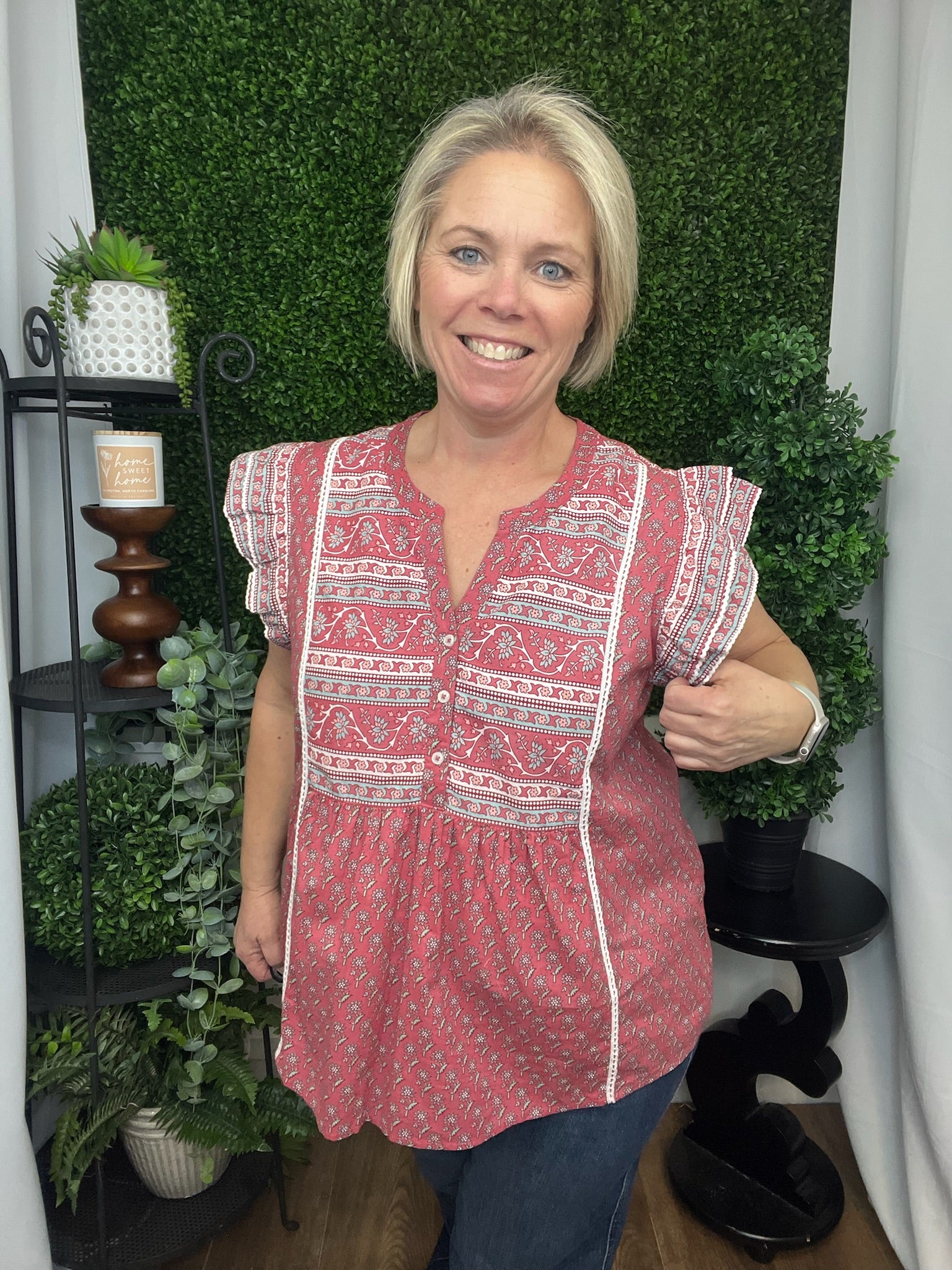 MARINA FLUTTER TOP - RED