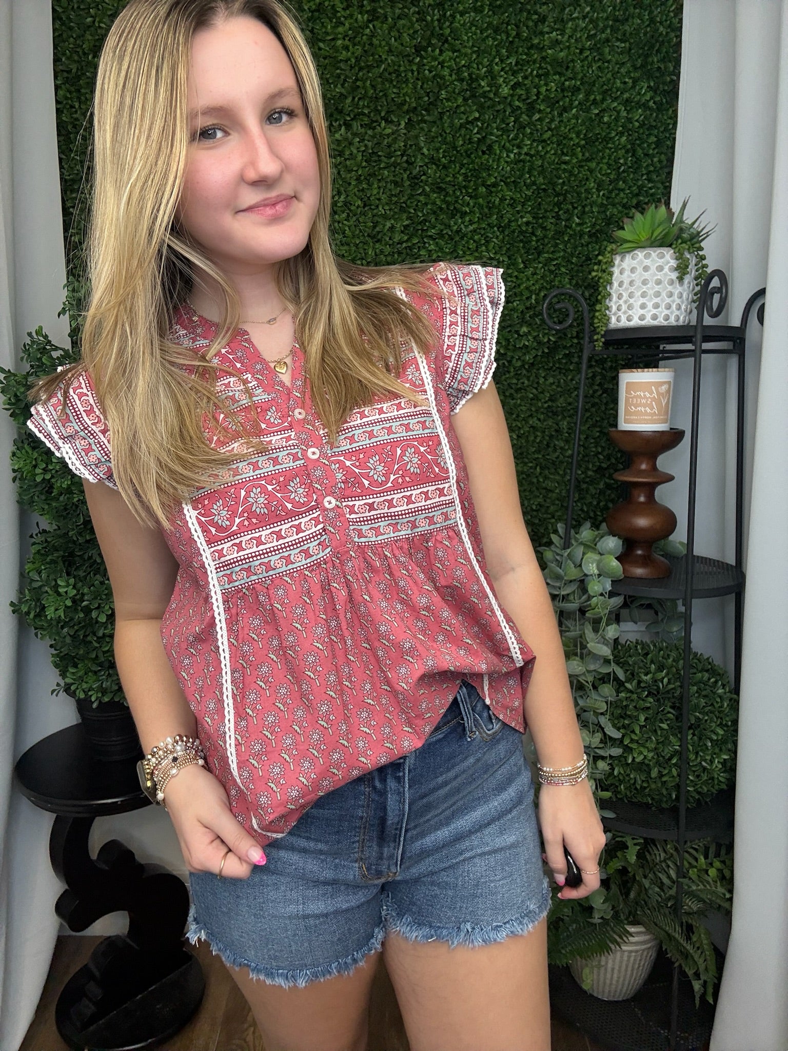 MARINA FLUTTER TOP - RED