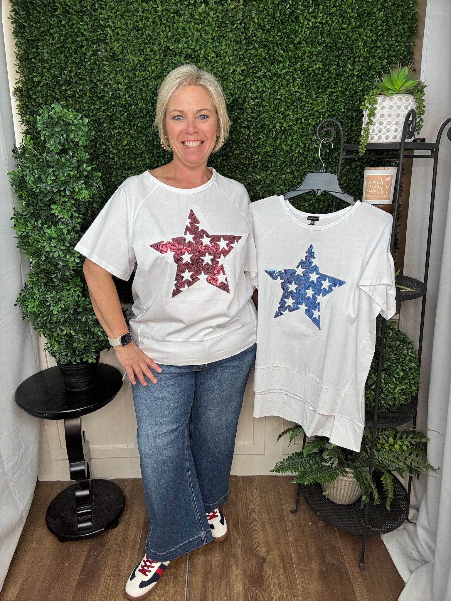 LENICE RELAXED SHORT SLEEVE TOP - BLUE STAR
