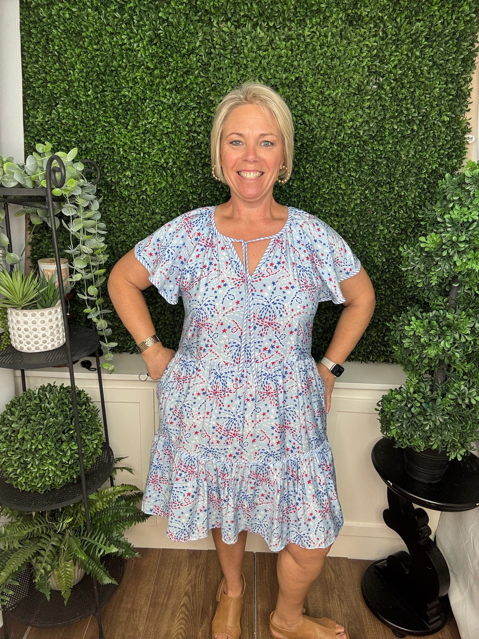 DRESS LILLIAN STAR SPANGLED BLUE