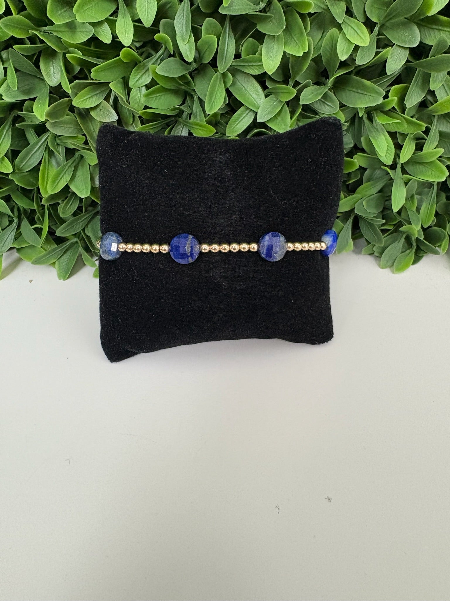 EXT ADMIRE GOLD 3MM BEAD BRAC - LAPIS