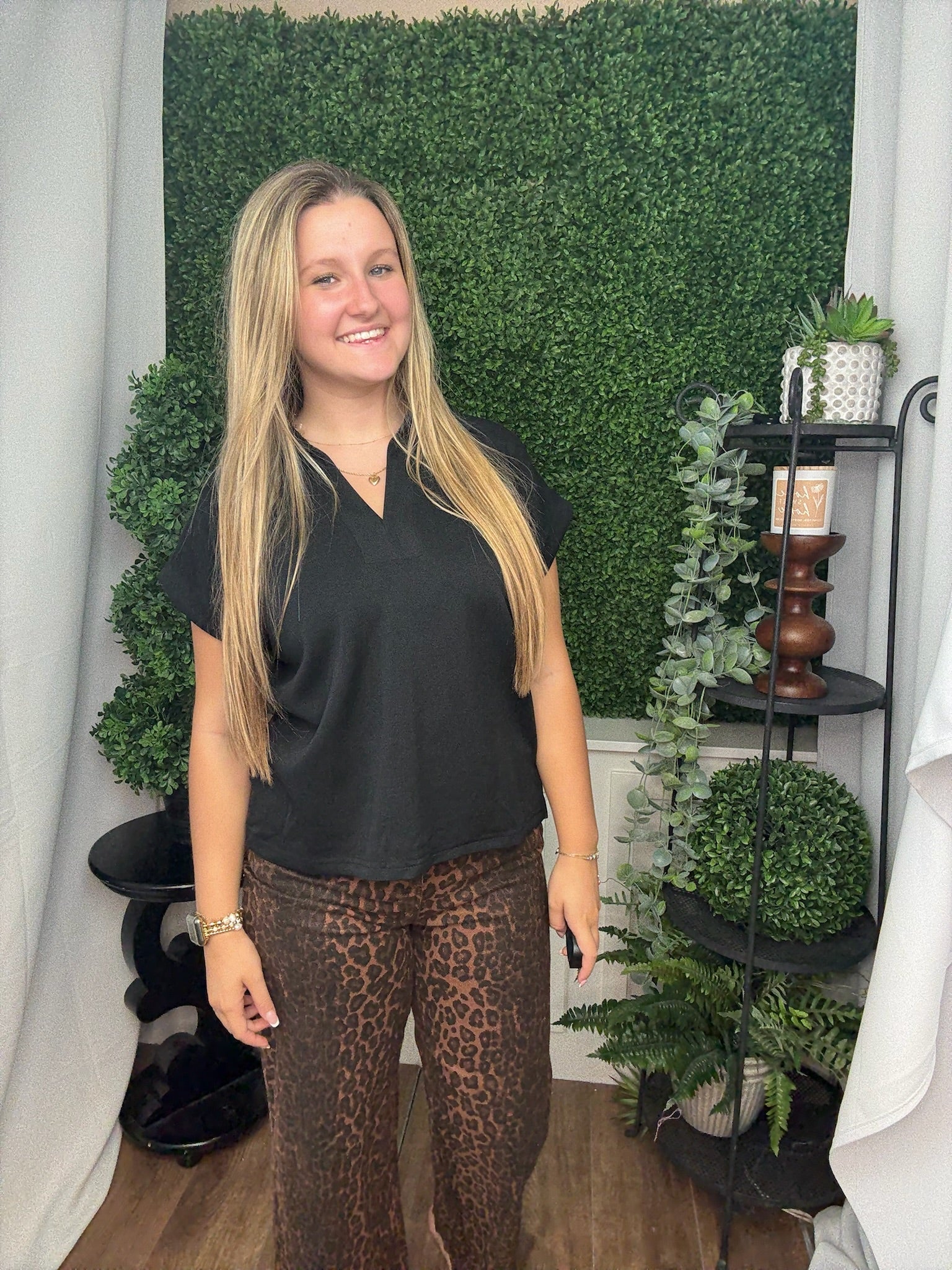 SOLID CUFFED SHORT SLEEVE VNECK TOP