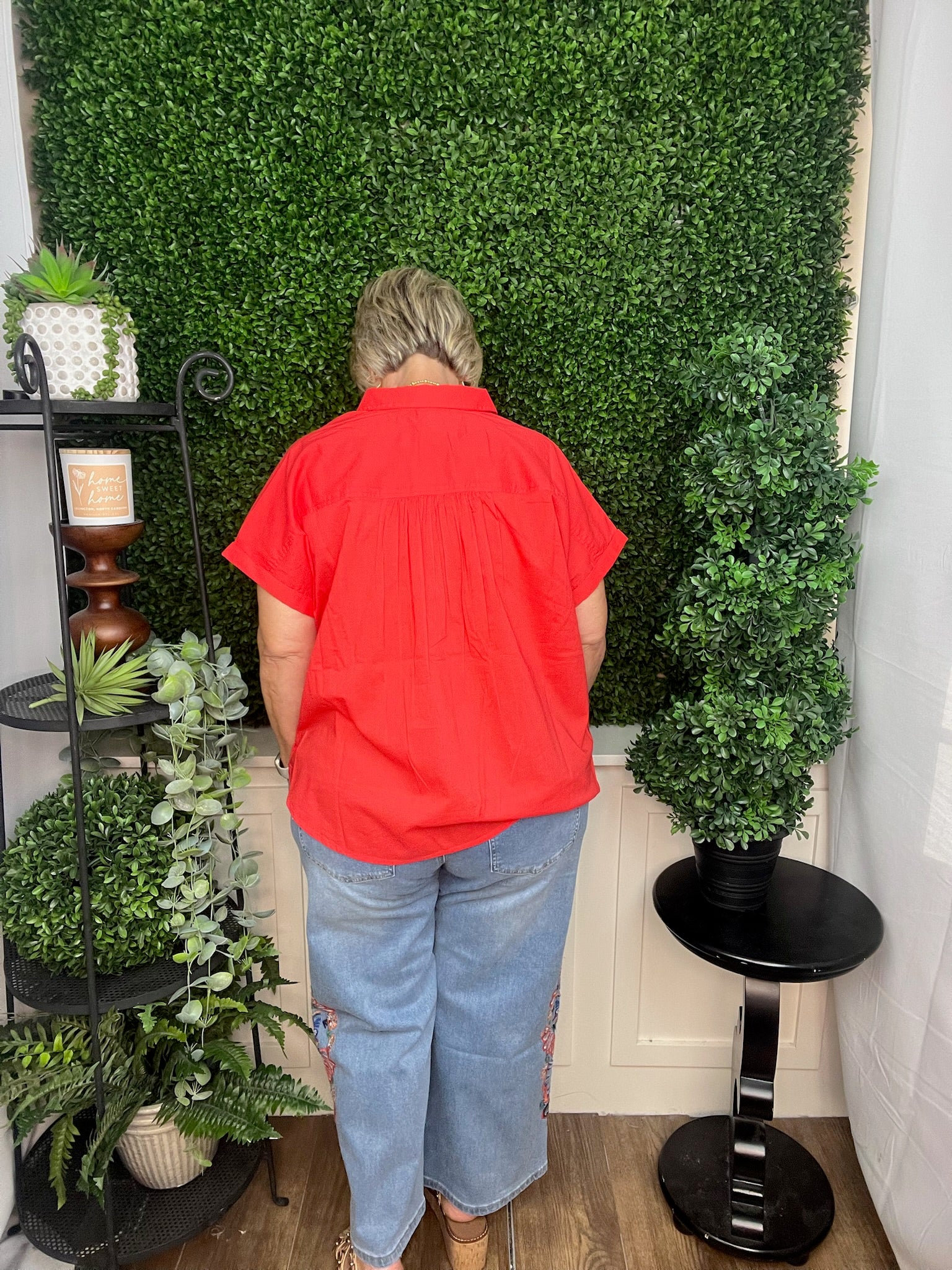 CAMPSHIRT /SHIRRING - CORAL RED