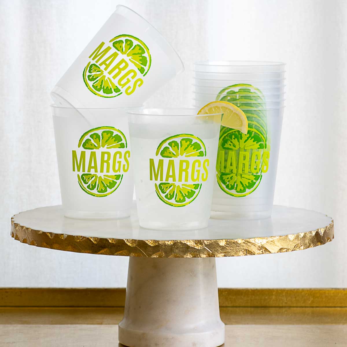 MARGS PARTY CUPS 16OZ - FROSTED/LIME
