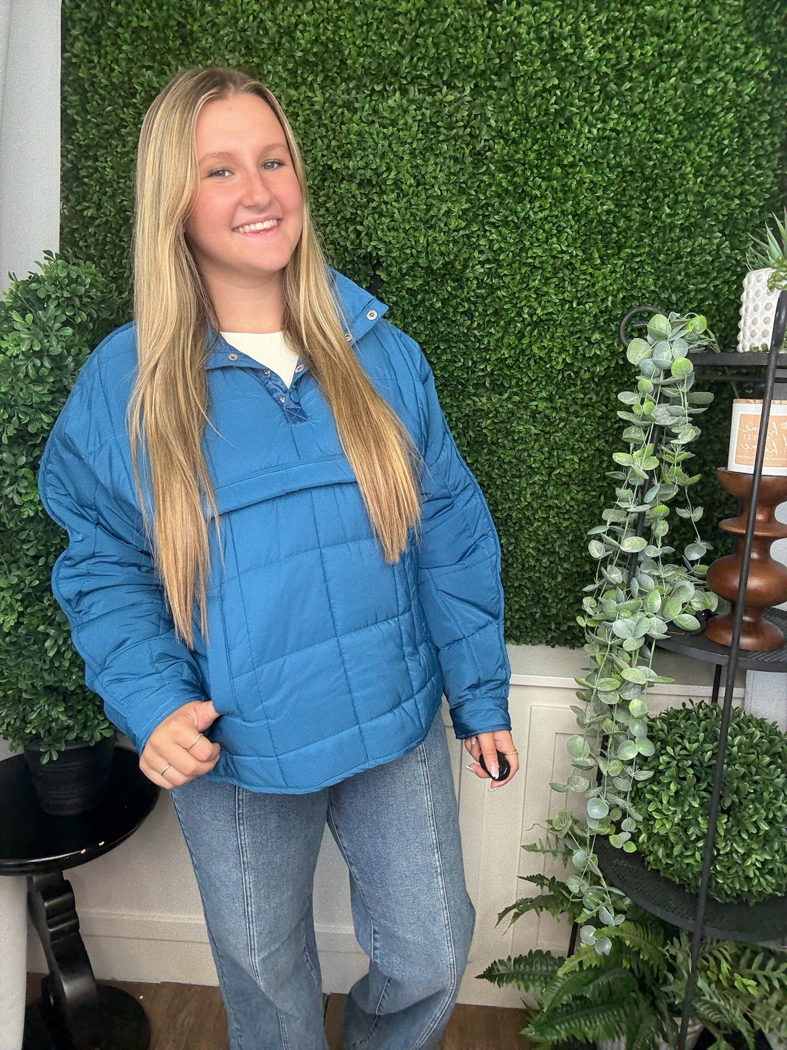 PUFFER PULLOVER JACKET - BLUE