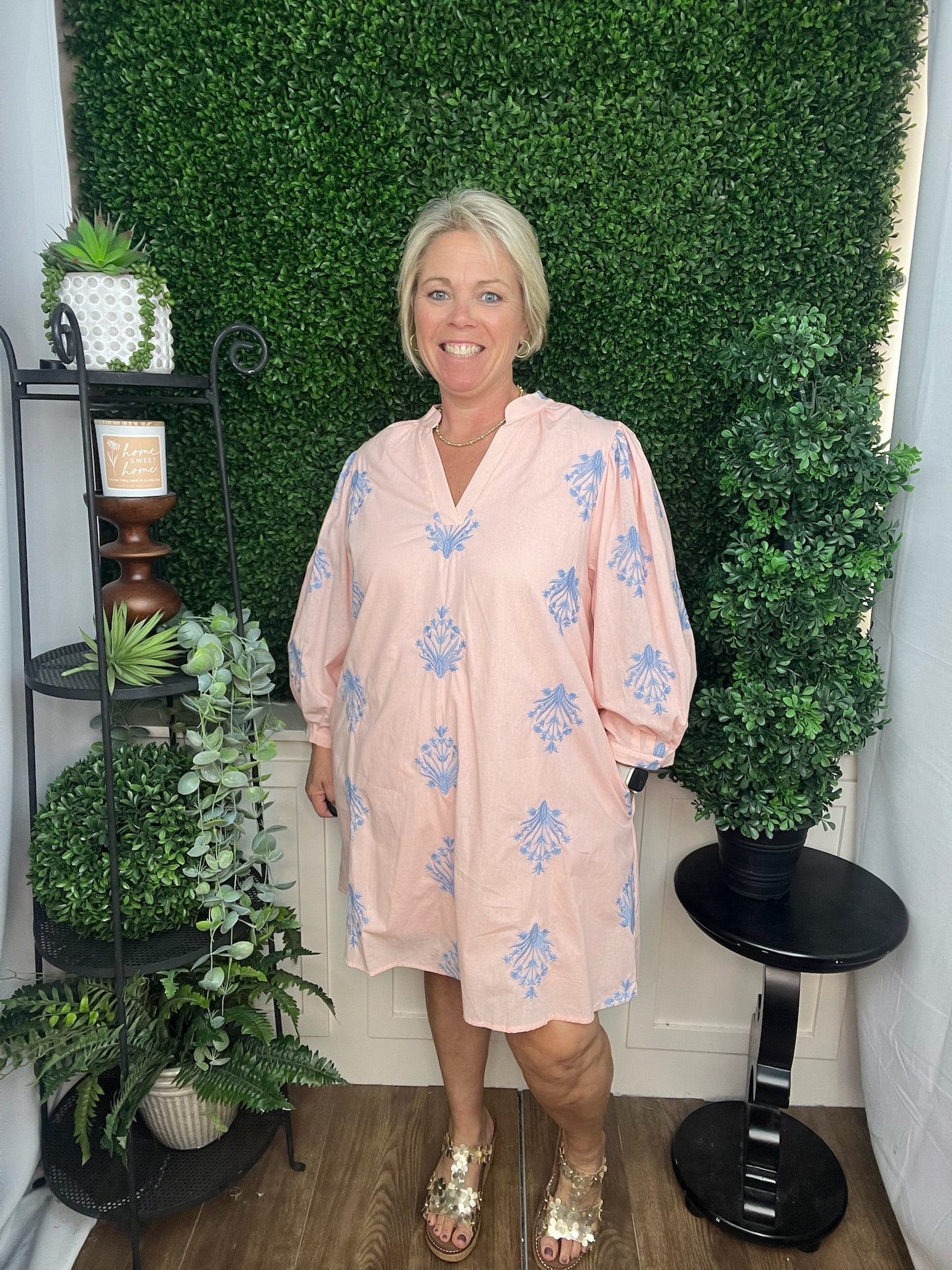 PUFF SLEEVE DRESS - BLUSH/PINK