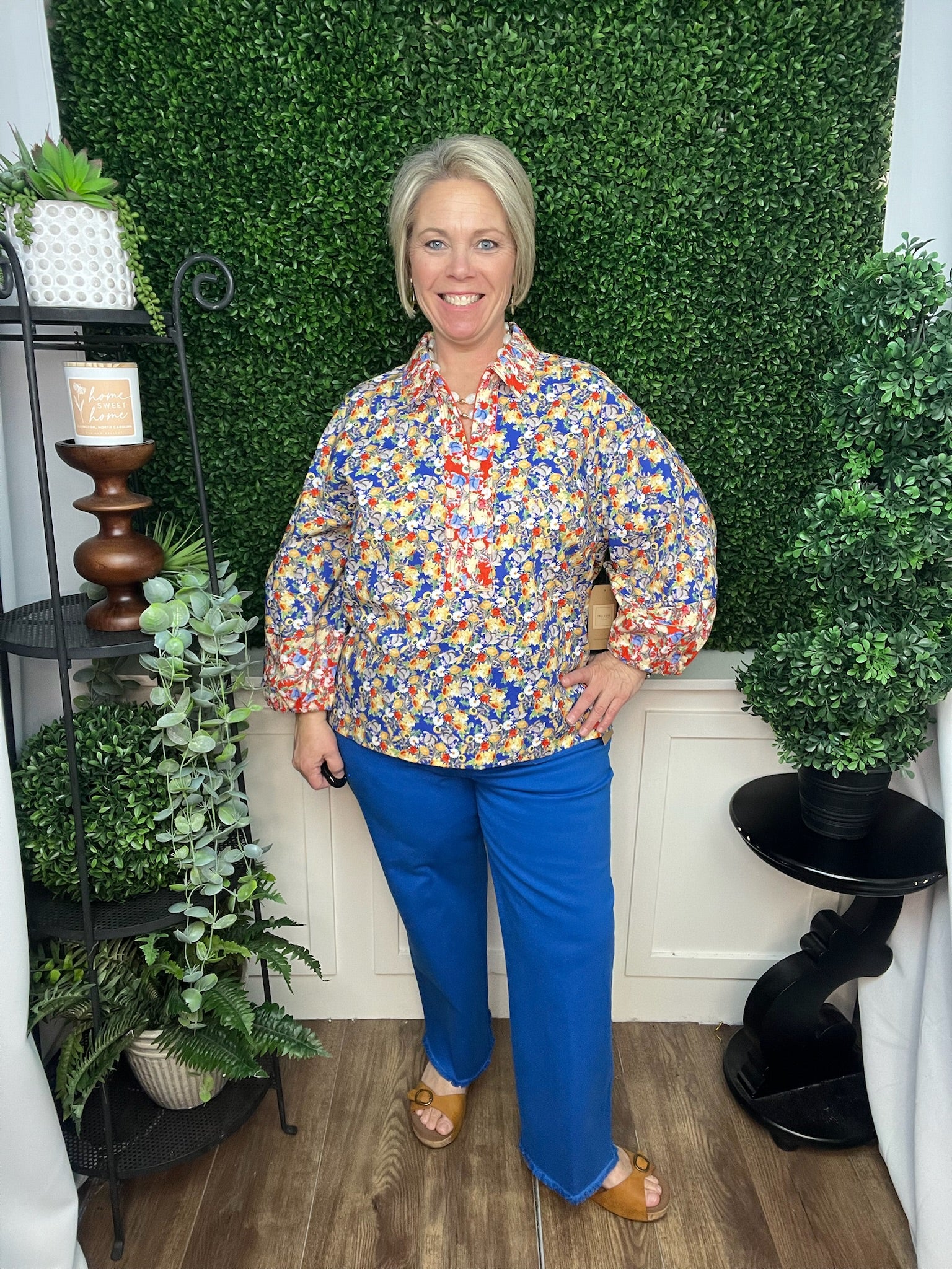 ZIP FRONT PRINT TOP - MULTI