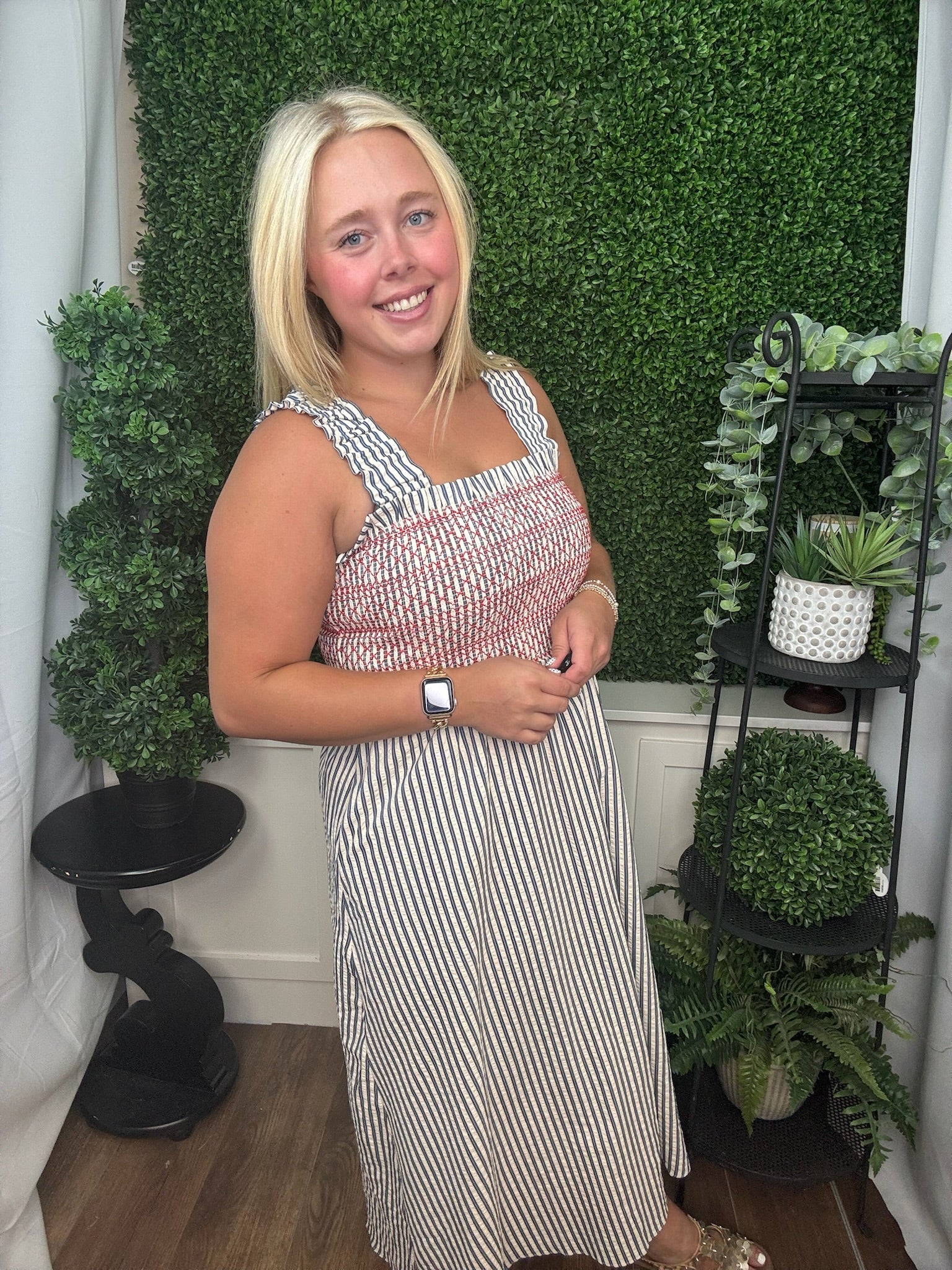 STRAPPED STRIP DRESS - BLUE