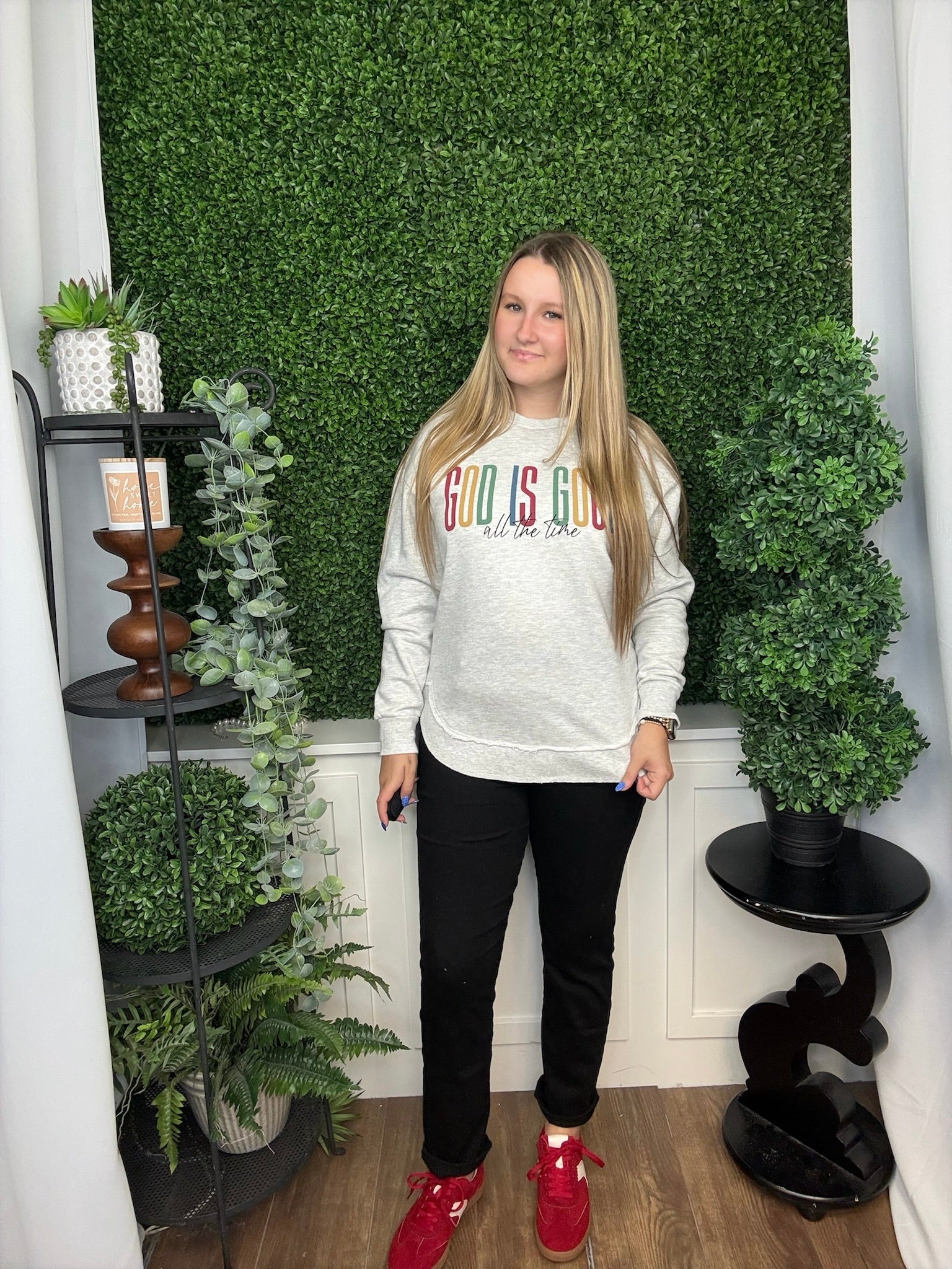 GOD IS GOOD LS CREWNECK - OATMEAL