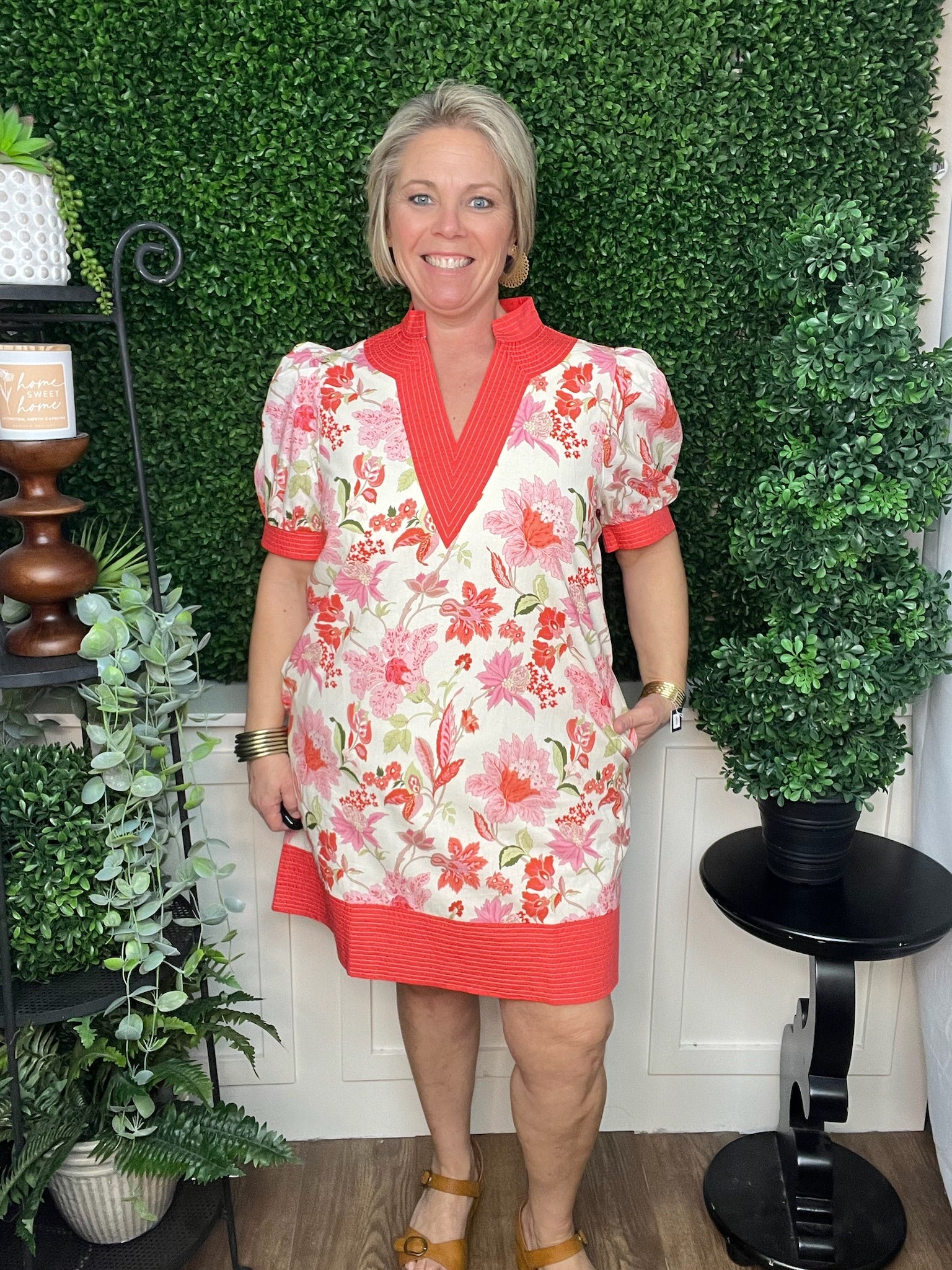 Flora Dress with Puff Sleeves Pink