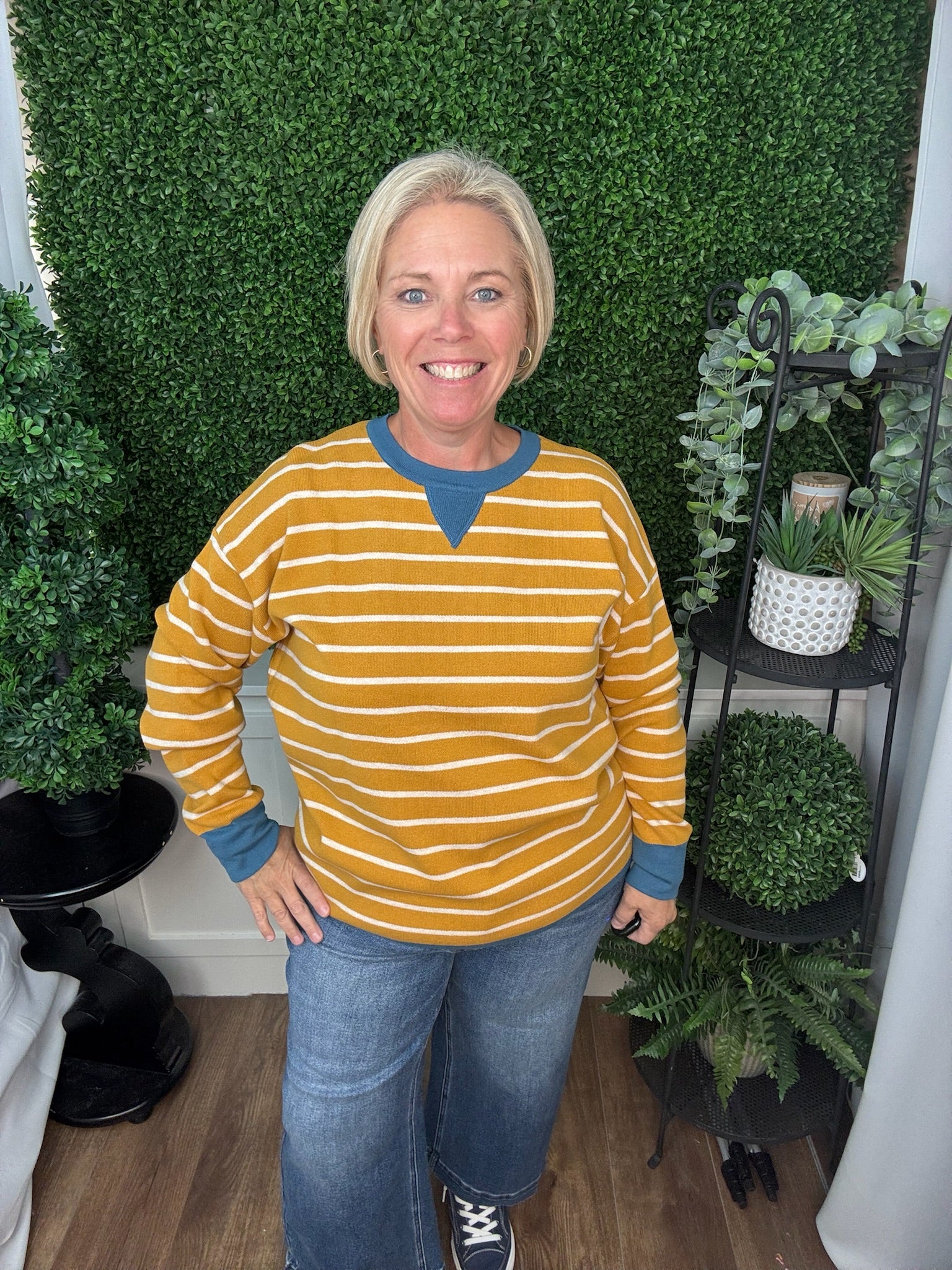 Oversized Contrast Stripe Long Sleeve Sweater