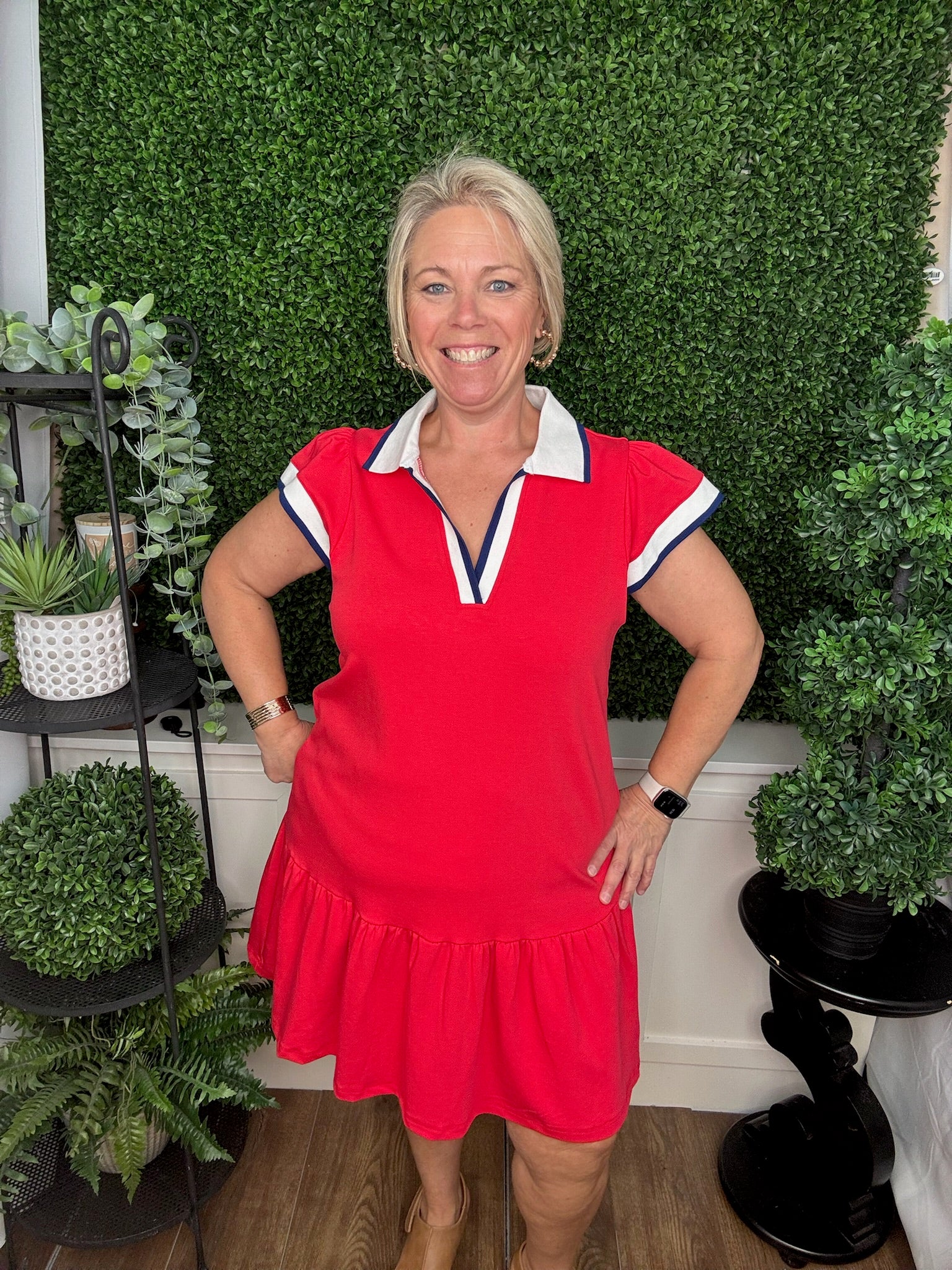 DRESS CARISSA RED/WHITE