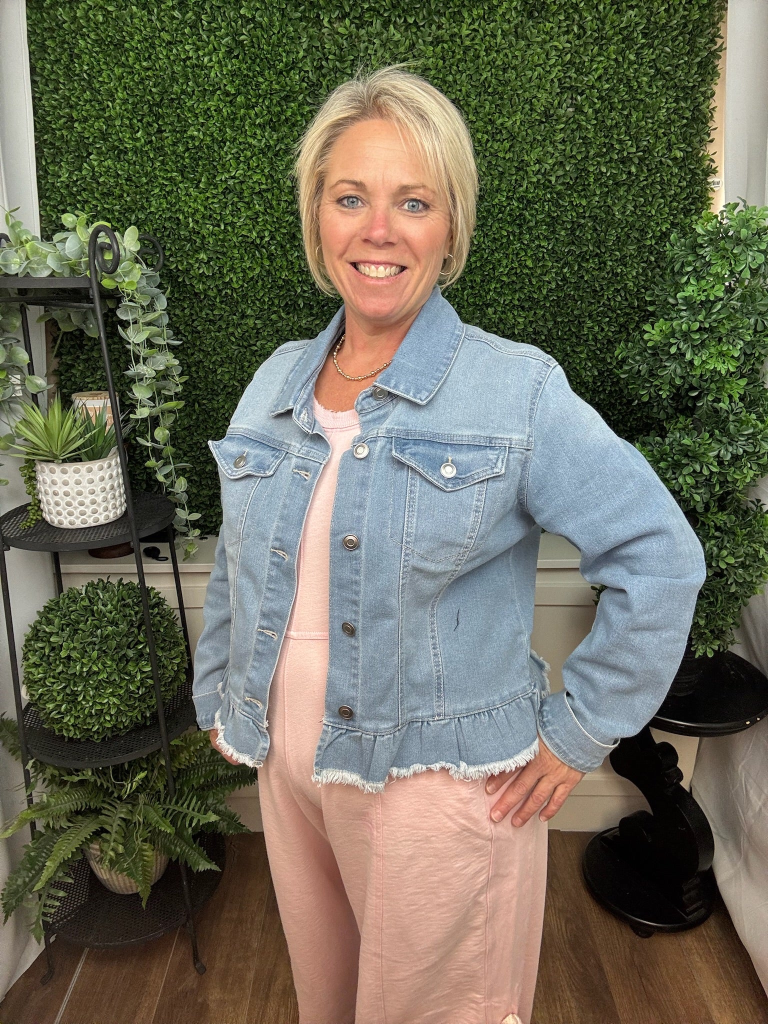 PEPLUM DENIM JACKET LIGHT WASH