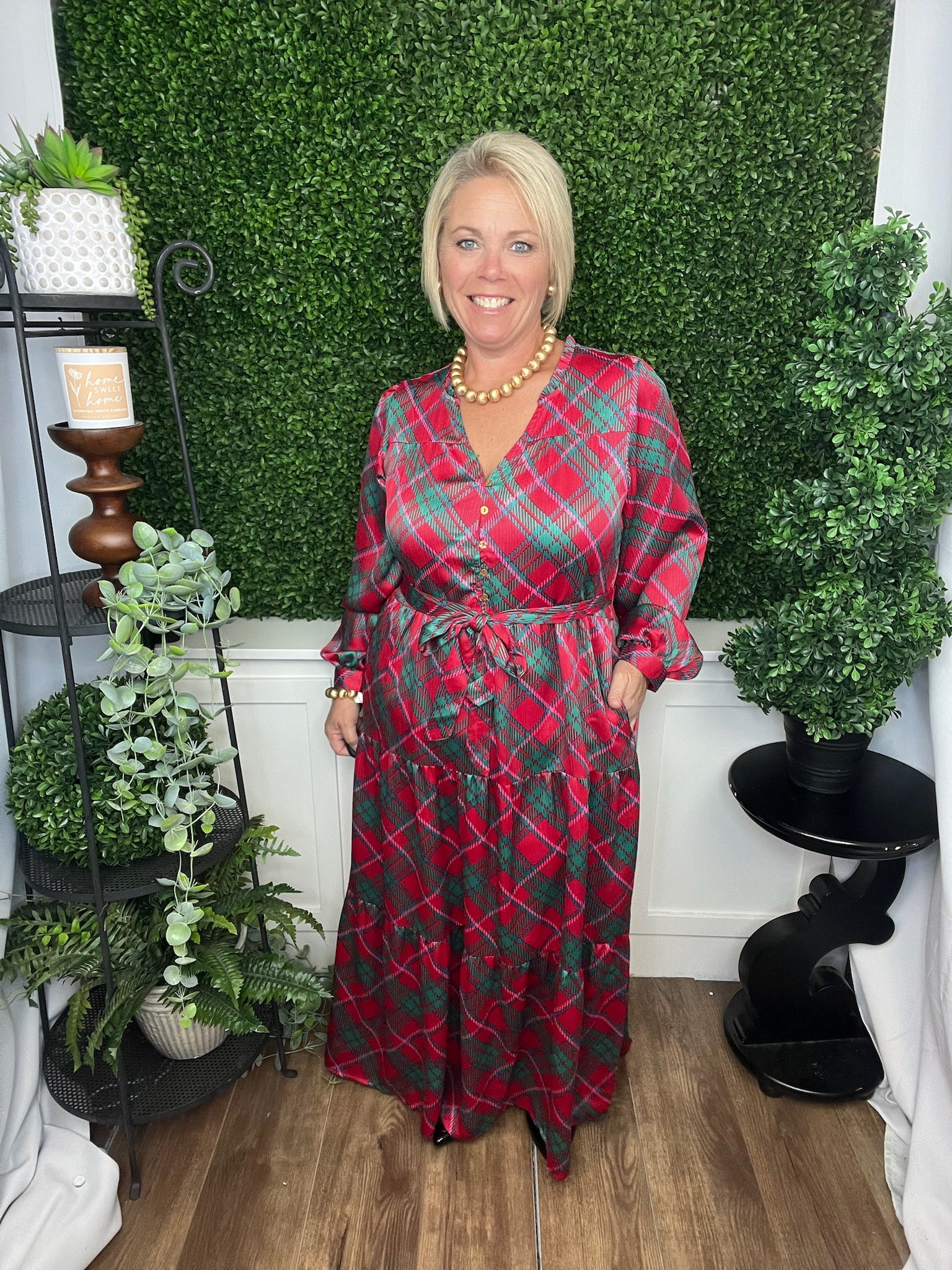 GRACELYN DRESS PLAID ABOUT YOU - PINK