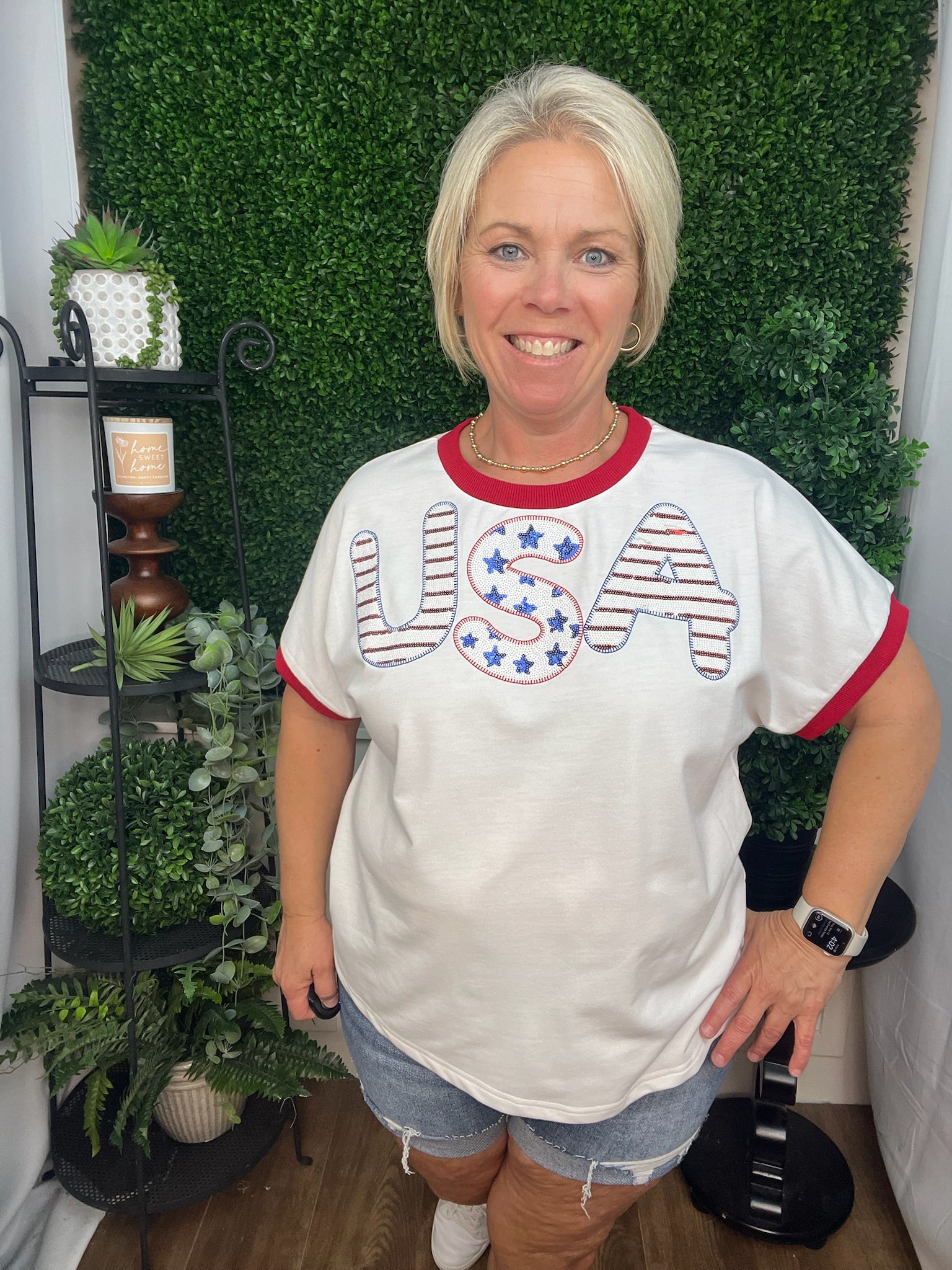 SEQUIN USA WHITE TOP