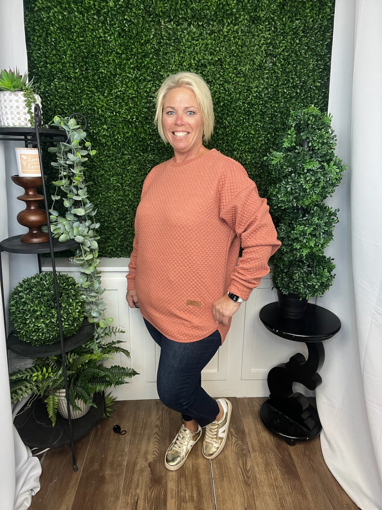 KERRY QUILT LS TOP - COPPER