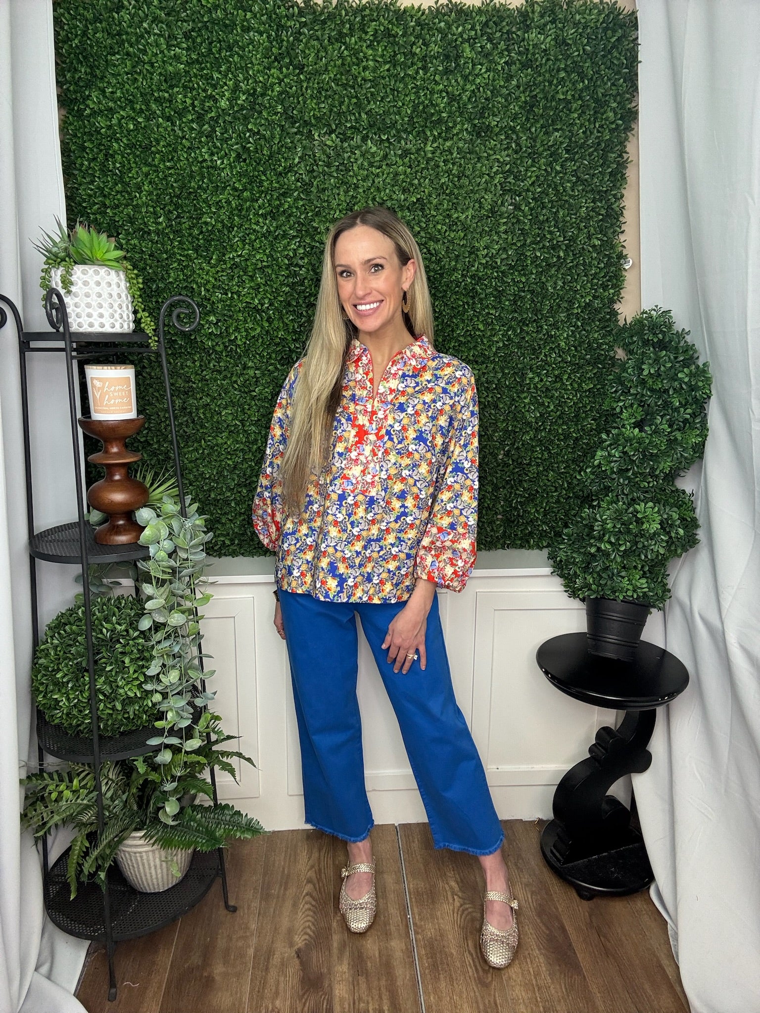 ZIP FRONT PRINT TOP - MULTI