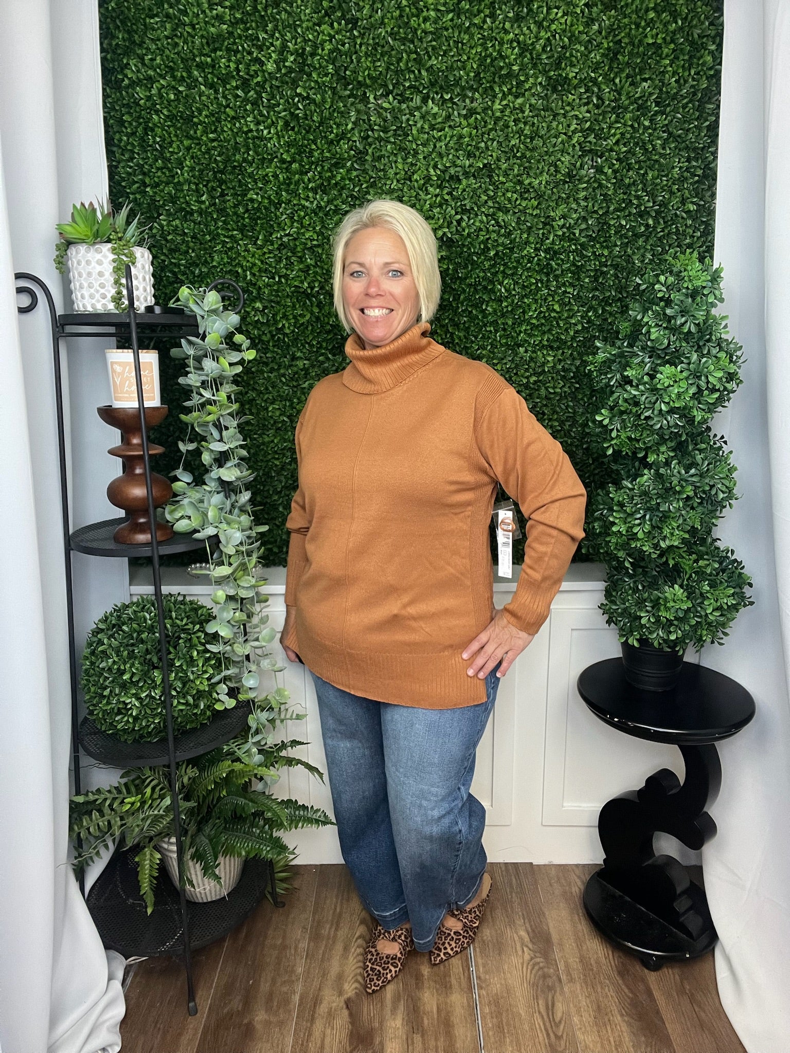 LS TURTLENECK SWEATER - BRAN