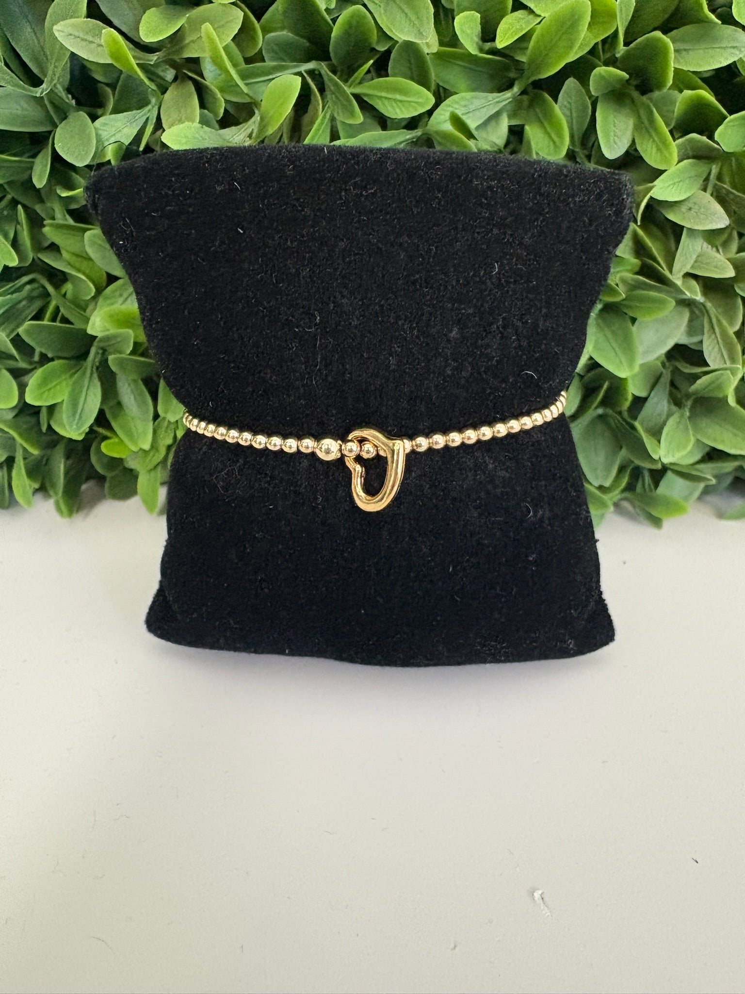 EGIRL CLASSIC GOLD 2.5MM BEAD BRACELET - LOVE GOLD CHARM