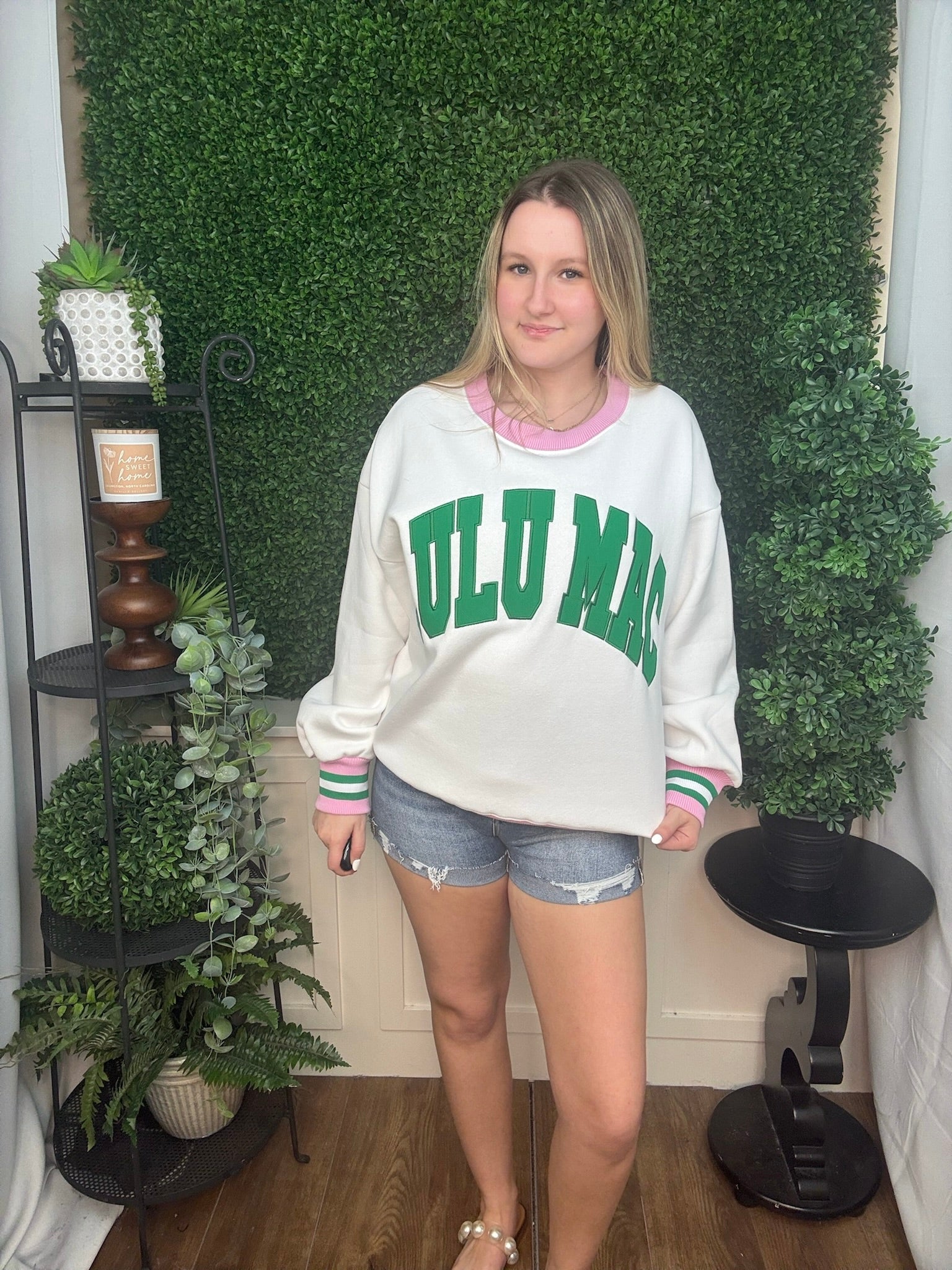 LULU MAC SWEATSHIRT - STITCH - WHITE/GREEN